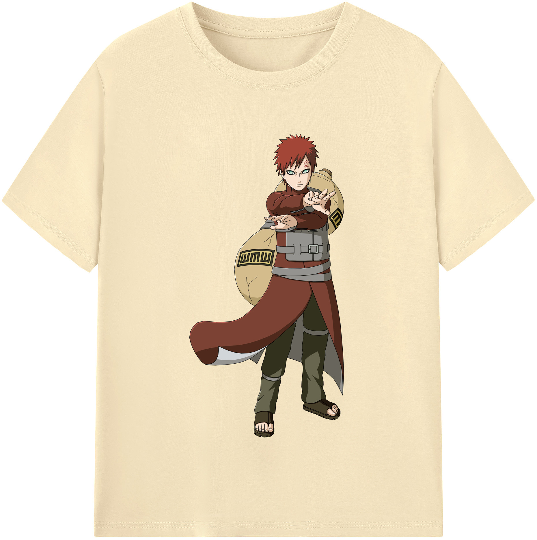 （画像用） NARUTO -ナルト- ガアラ Gaara 綿100％半袖Tシャツ（フロントプリント）