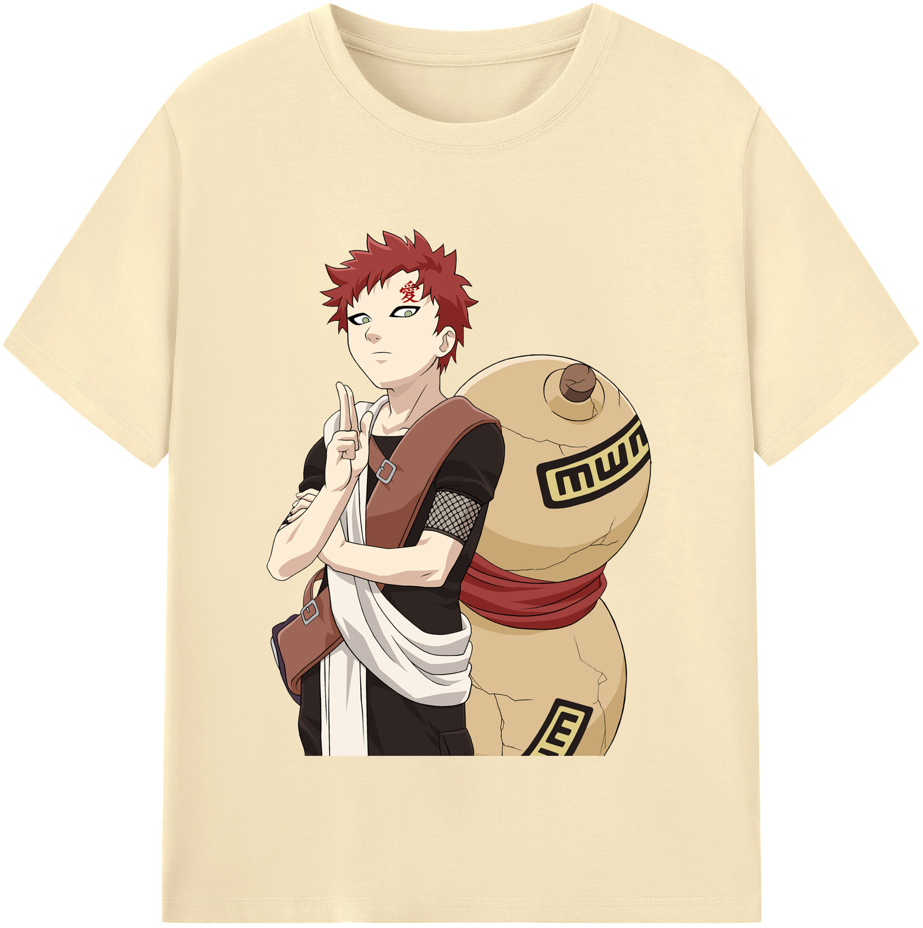 （画像用） NARUTO -ナルト- ガアラ Gaara 綿100％半袖Tシャツ（フロントプリント）