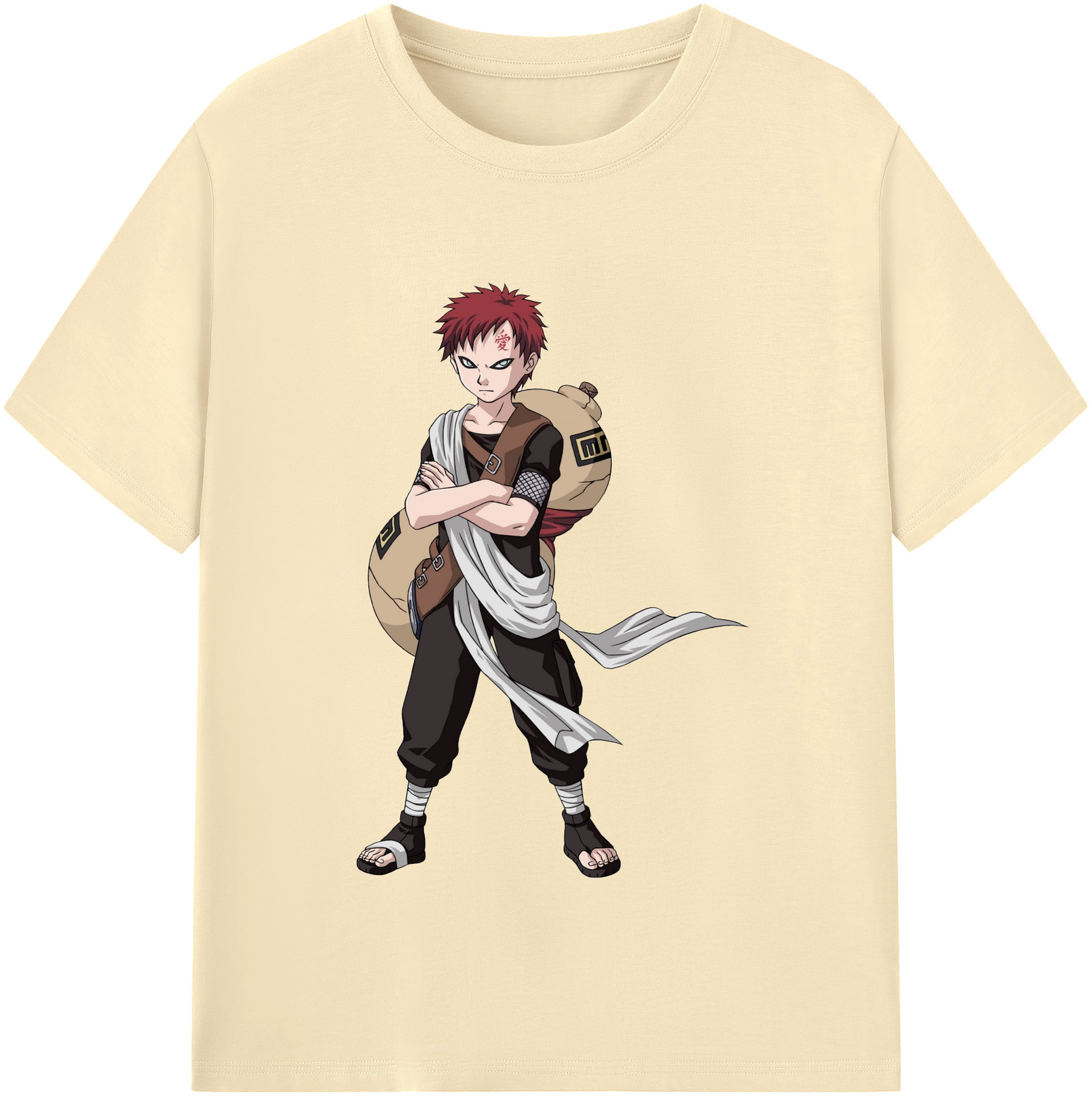 （画像用） NARUTO -ナルト- ガアラ Gaara 綿100％半袖Tシャツ（フロントプリント）