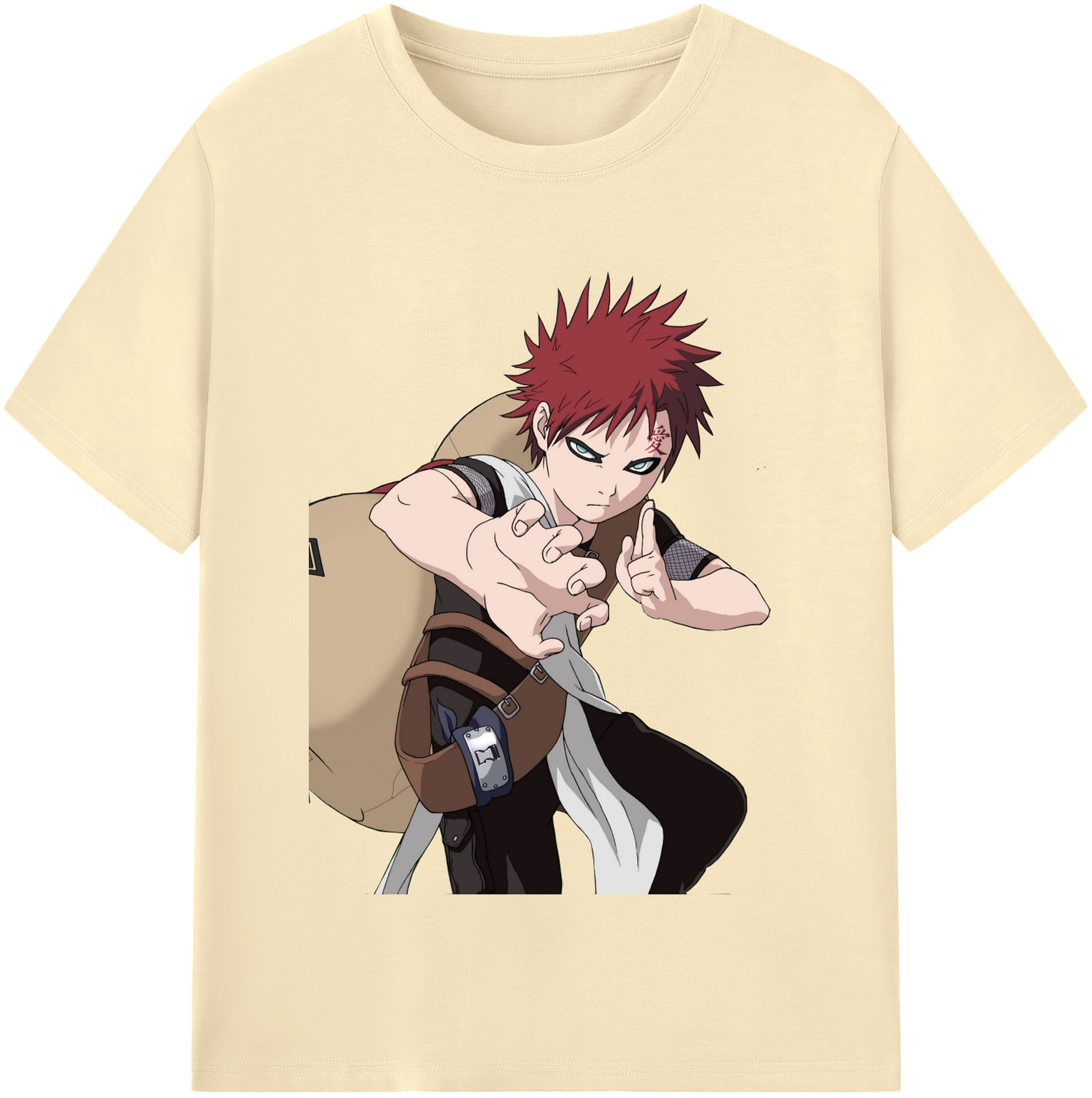 （画像用） NARUTO -ナルト- ガアラ Gaara 綿100％半袖Tシャツ（フロントプリント）
