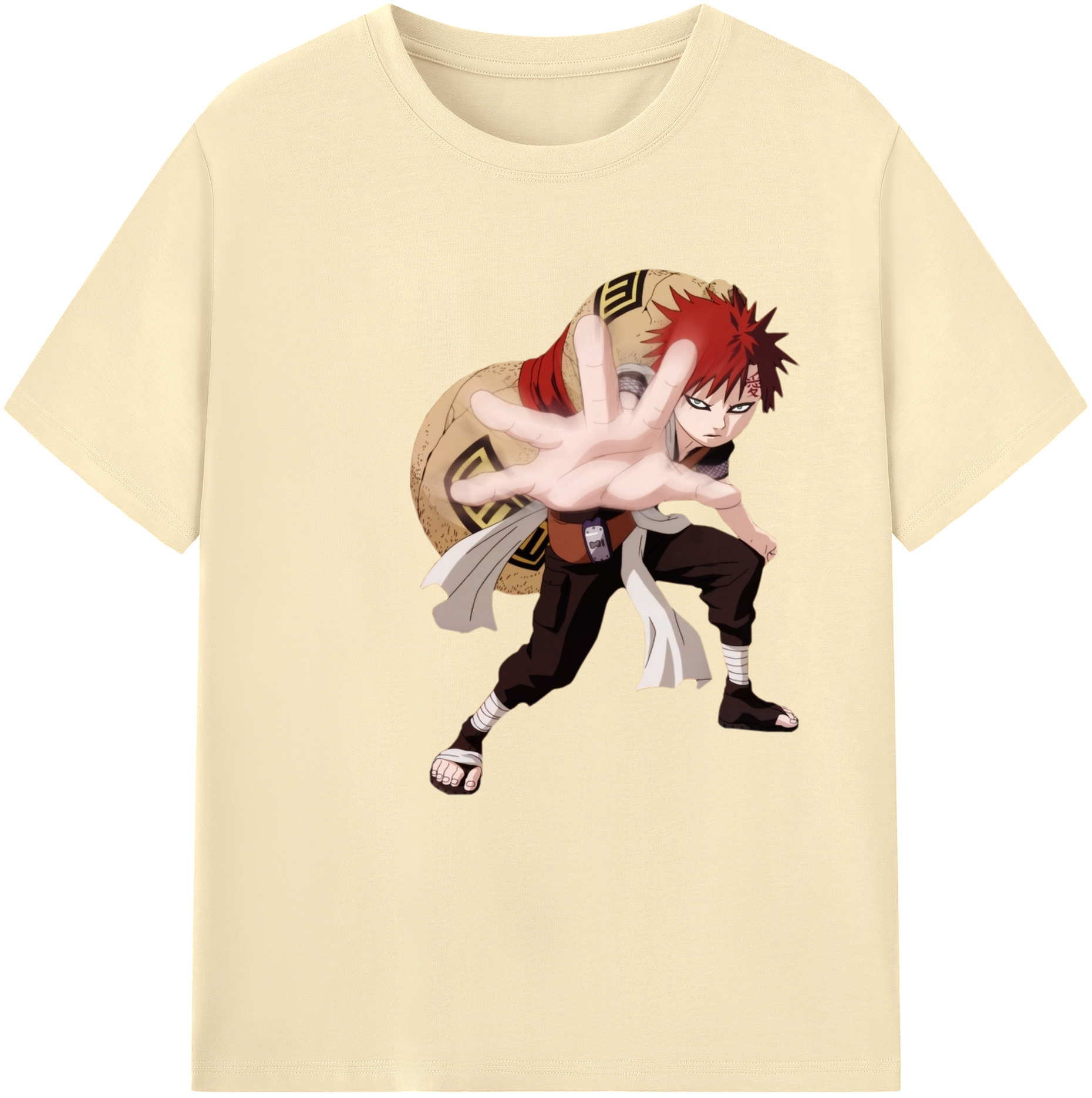 （画像用） NARUTO -ナルト- ガアラ Gaara 綿100％半袖Tシャツ（フロントプリント）