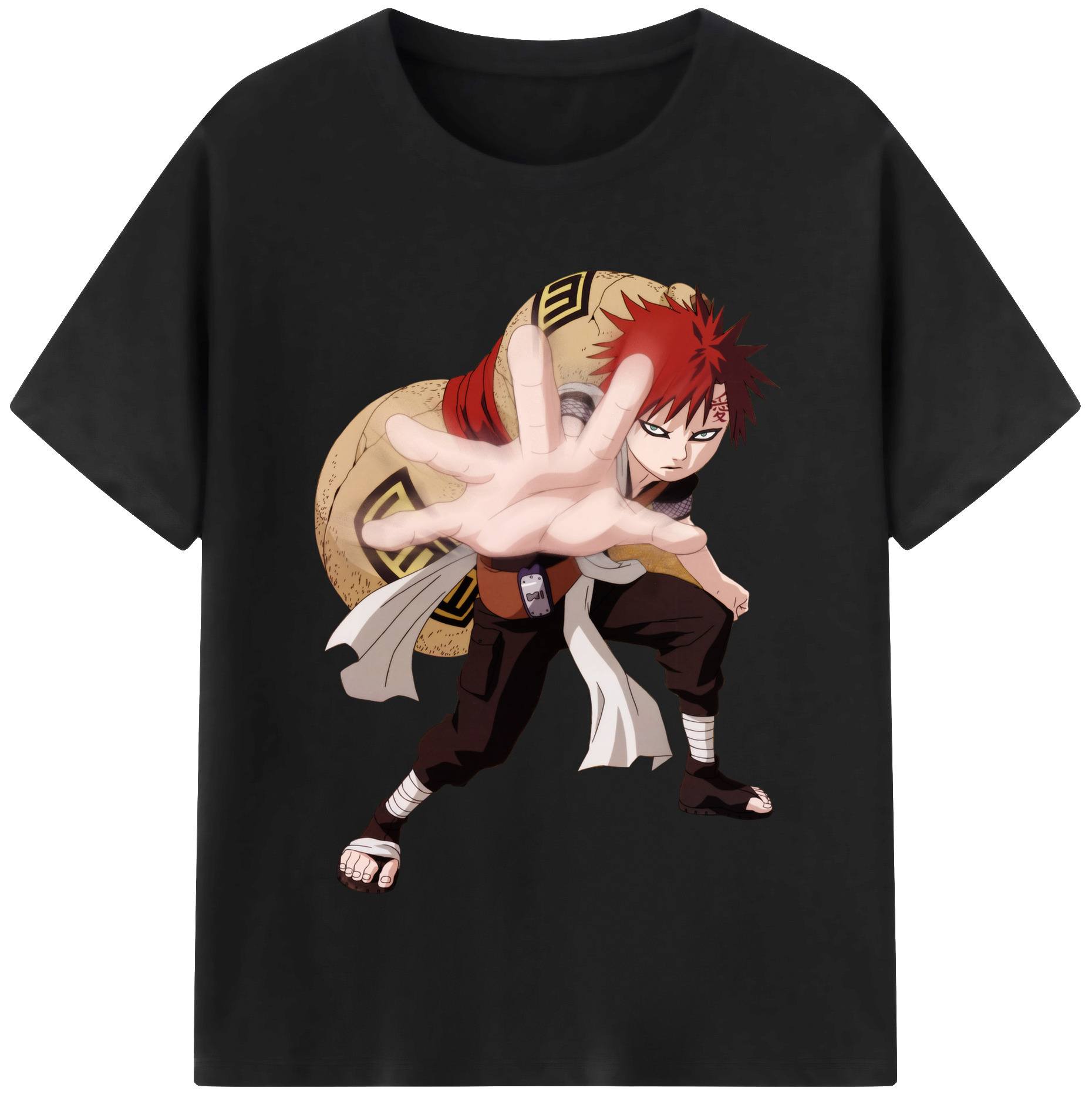 （画像用） NARUTO -ナルト- ガアラ Gaara 綿100％半袖Tシャツ（フロントプリント）