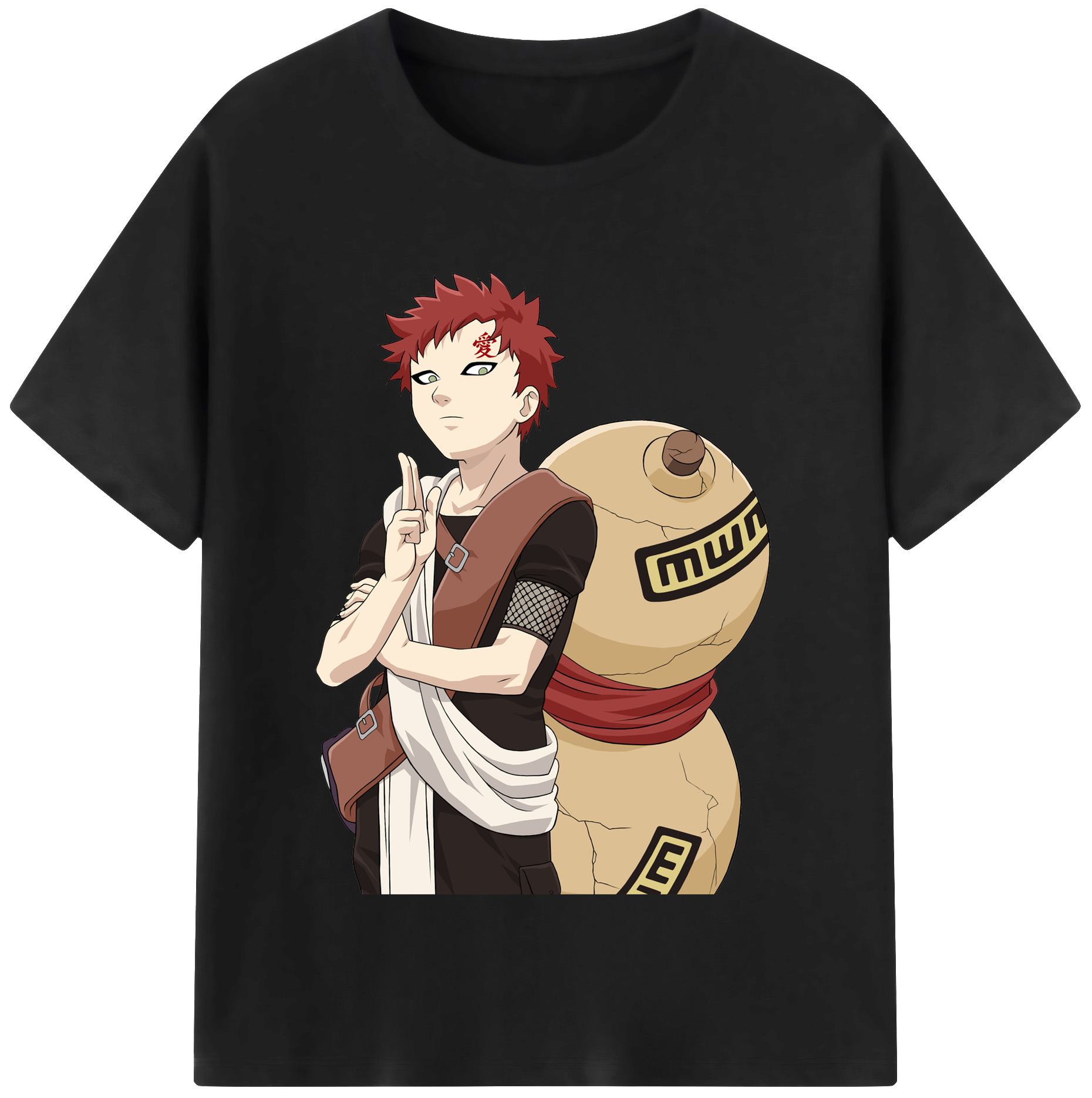 （画像用） NARUTO -ナルト- ガアラ Gaara 綿100％半袖Tシャツ（フロントプリント）