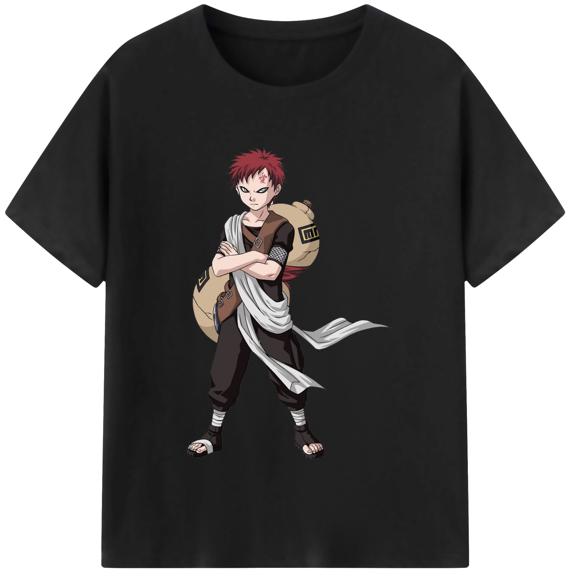 （画像用） NARUTO -ナルト- ガアラ Gaara 綿100％半袖Tシャツ（フロントプリント）