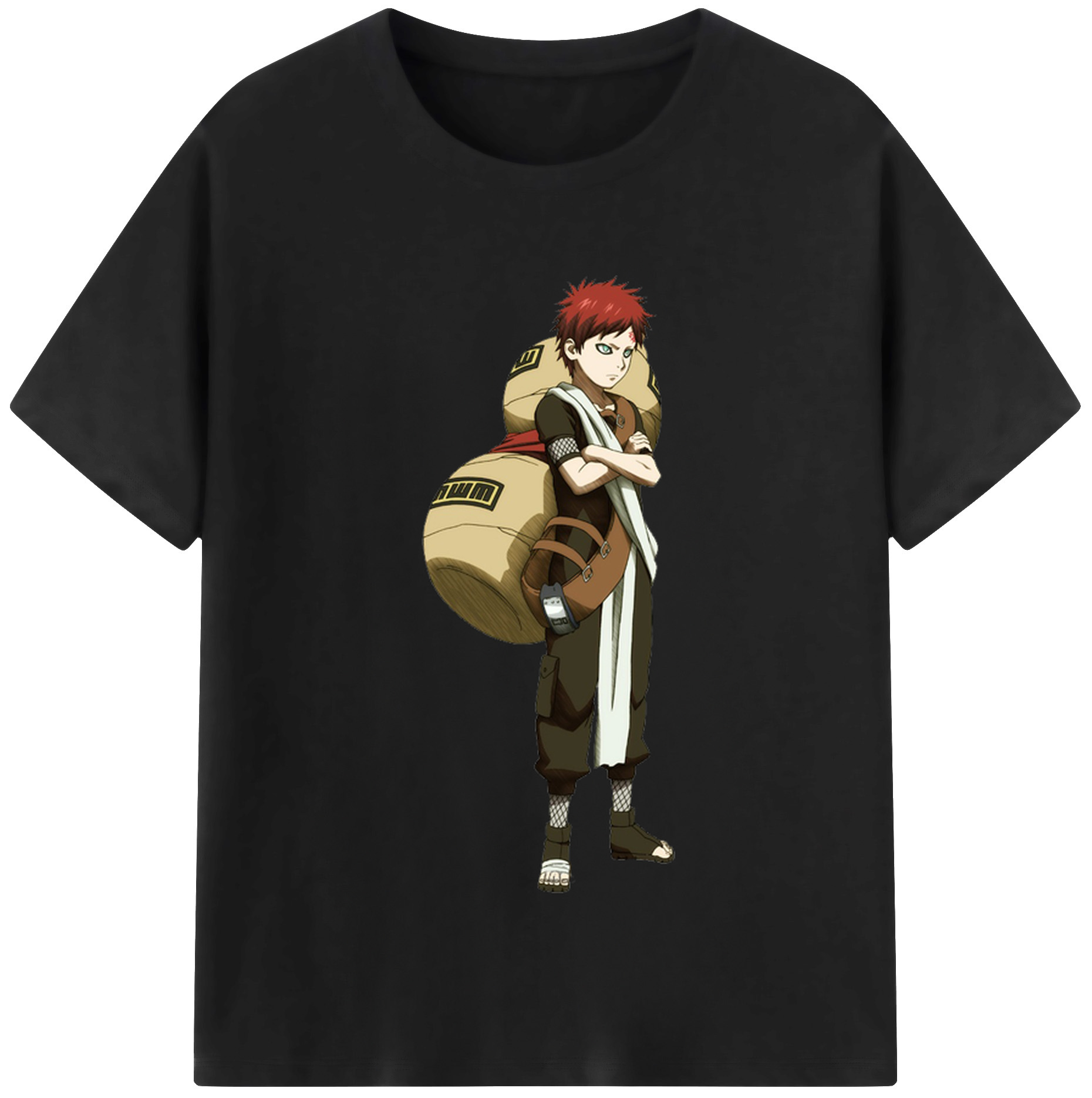 （画像用） NARUTO -ナルト- ガアラ Gaara 綿100％半袖Tシャツ（フロントプリント）