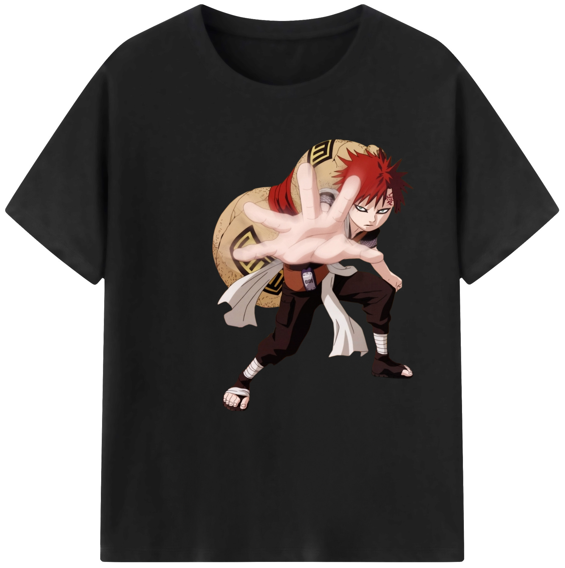 （画像用） NARUTO -ナルト- ガアラ Gaara 綿100％半袖Tシャツ（フロントプリント）