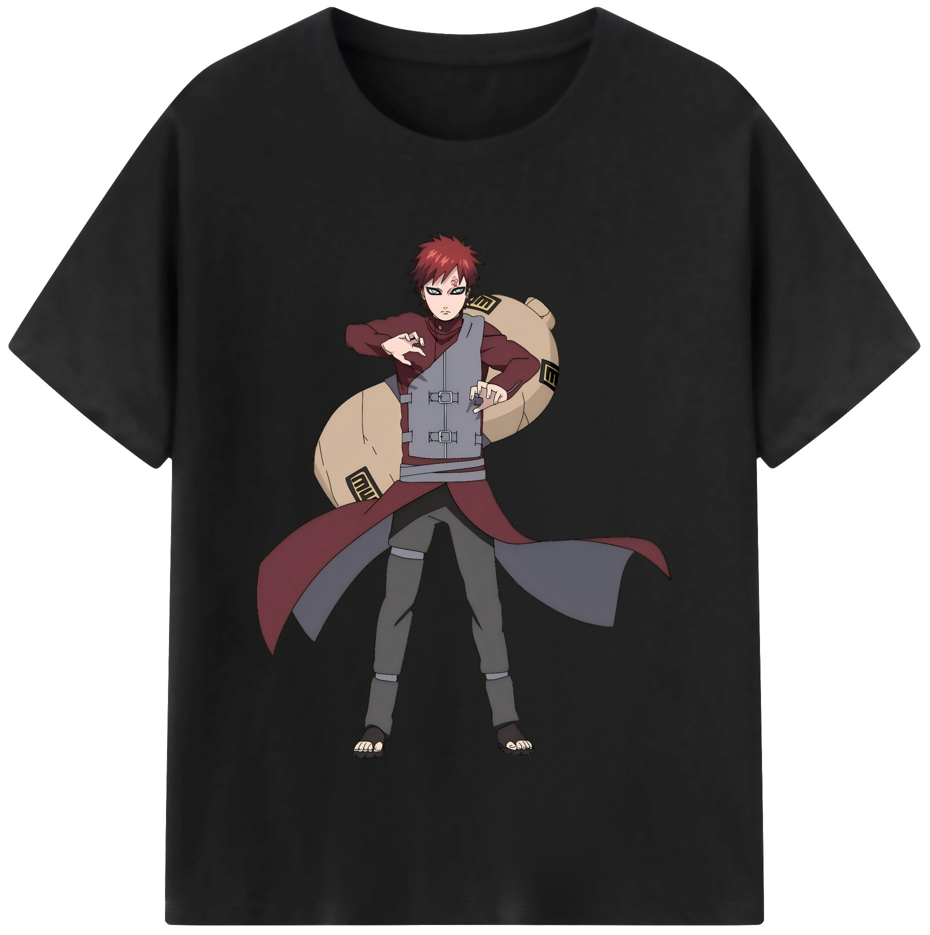 （画像用） NARUTO -ナルト- ガアラ Gaara 綿100％半袖Tシャツ（フロントプリント）