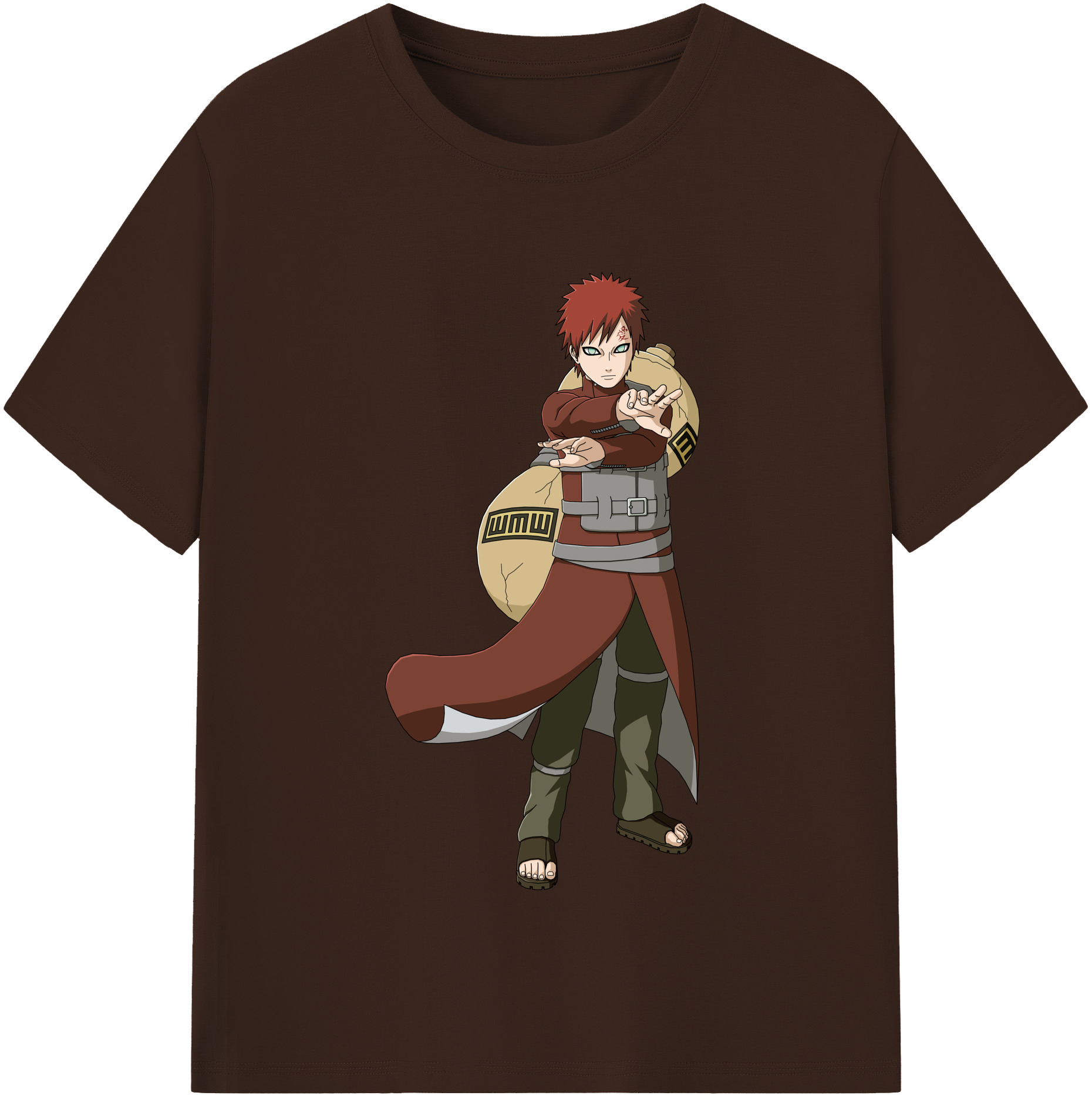 （画像用） NARUTO -ナルト- ガアラ Gaara 綿100％半袖Tシャツ（フロントプリント）