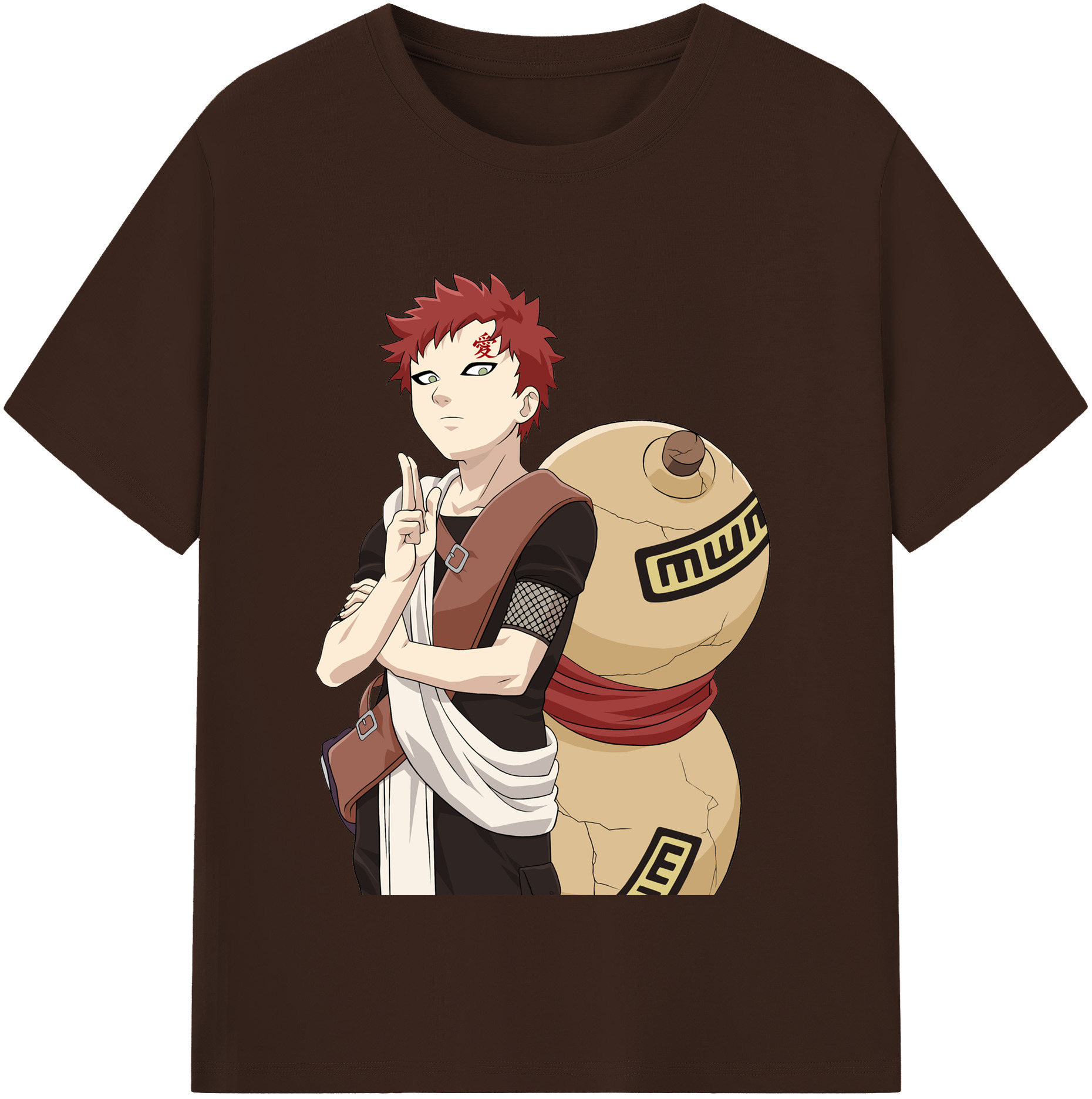 （画像用） NARUTO -ナルト- ガアラ Gaara 綿100％半袖Tシャツ（フロントプリント）