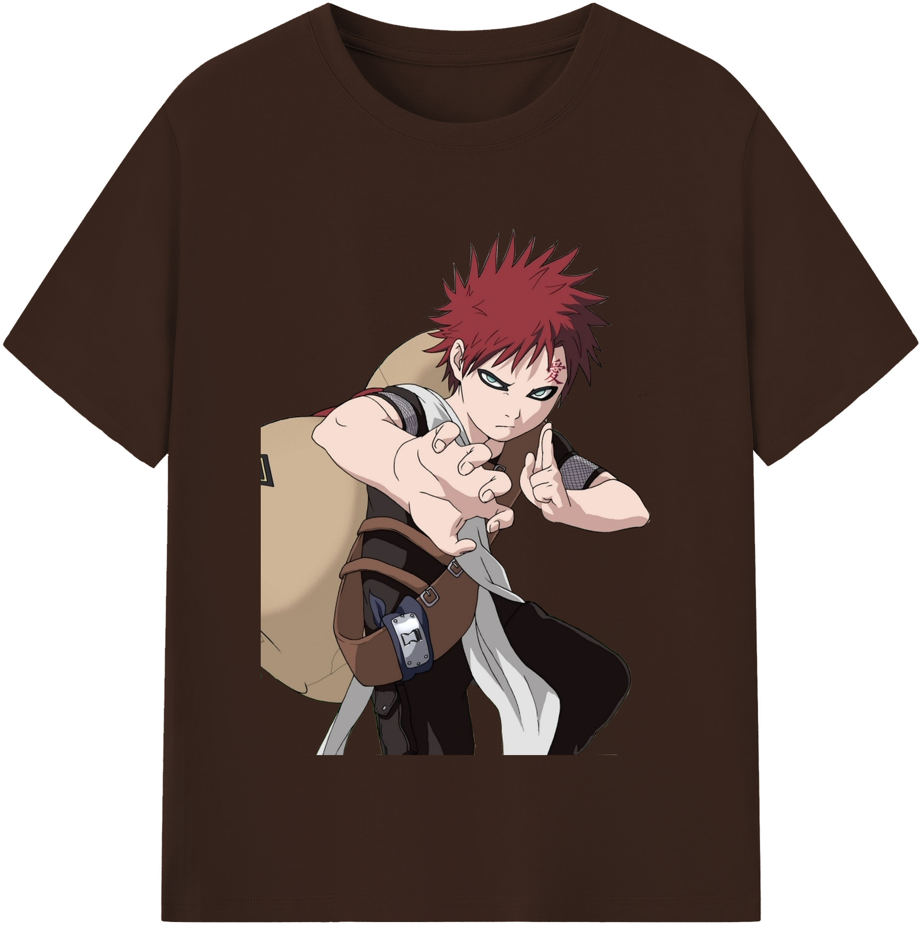 （画像用） NARUTO -ナルト- ガアラ Gaara 綿100％半袖Tシャツ（フロントプリント）