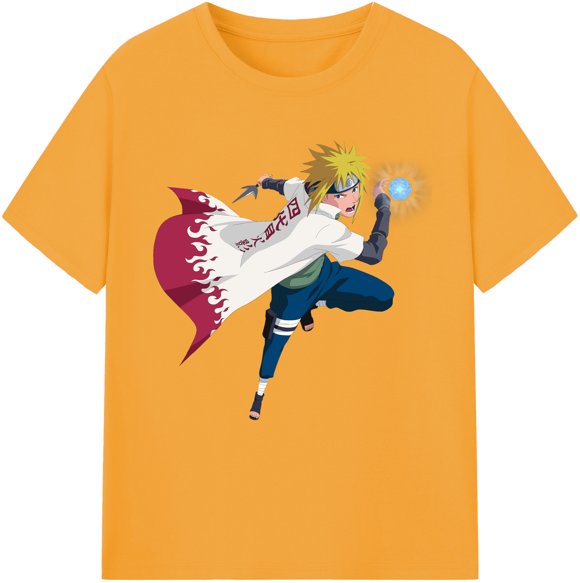 （画像用） NARUTO -ナルト- 波風 ミナト Namikaze Minato 綿100％半袖Tシャツ（フロントプリント）