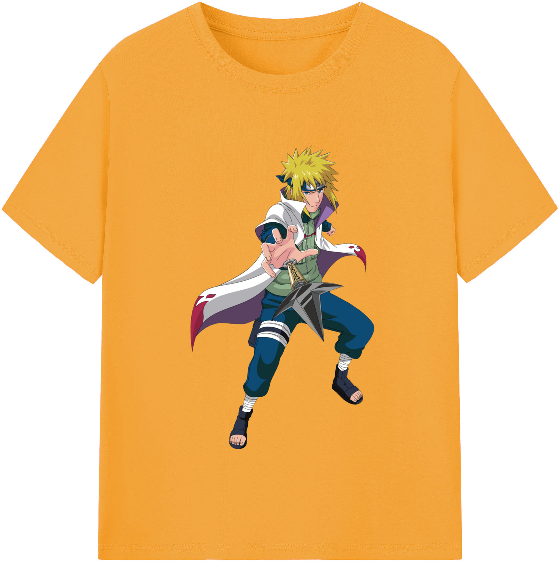 （画像用） NARUTO -ナルト- 波風 ミナト Namikaze Minato 綿100％半袖Tシャツ（フロントプリント）