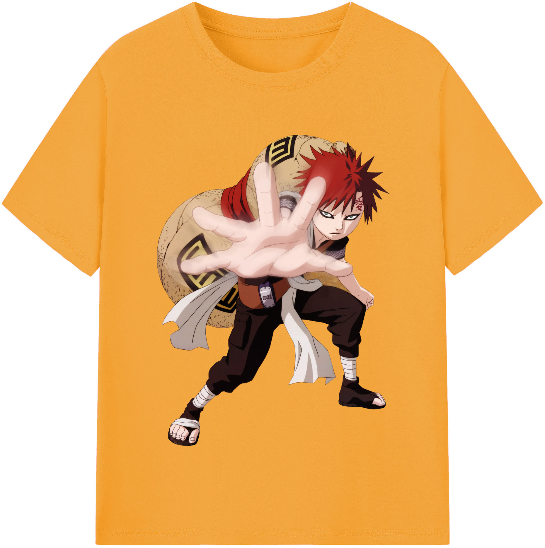 （画像用） NARUTO -ナルト- ガアラ Gaara 綿100％半袖Tシャツ（フロントプリント）