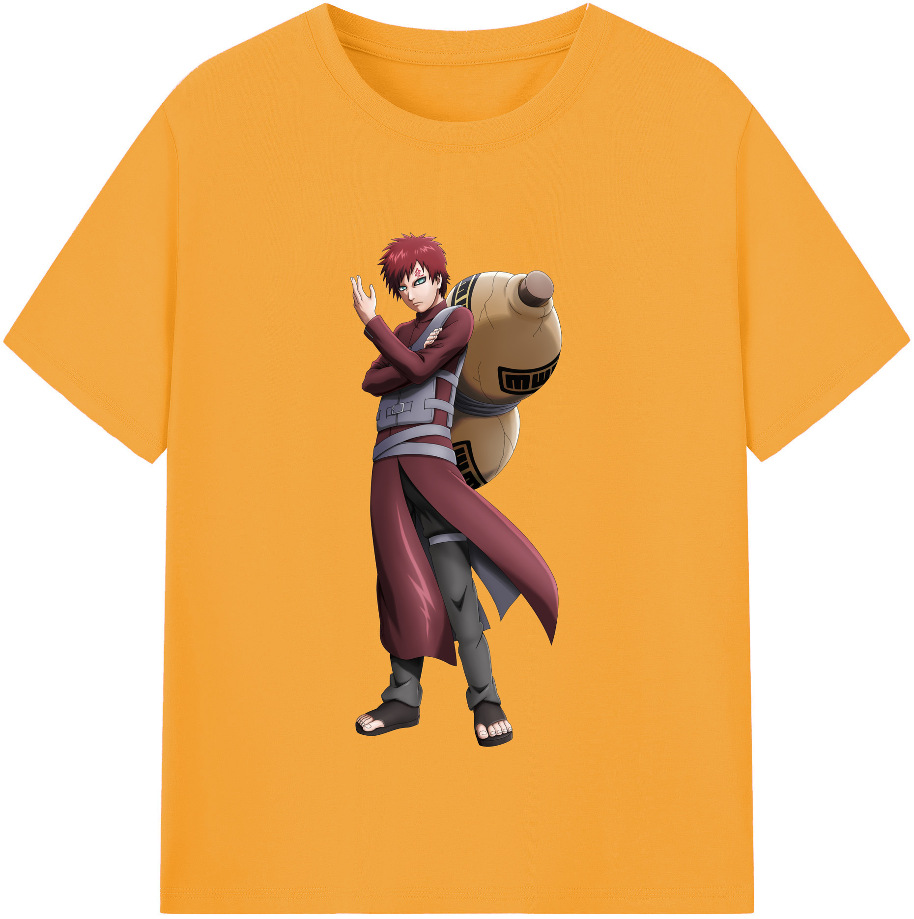 （画像用） NARUTO -ナルト- ガアラ Gaara 綿100％半袖Tシャツ（フロントプリント）