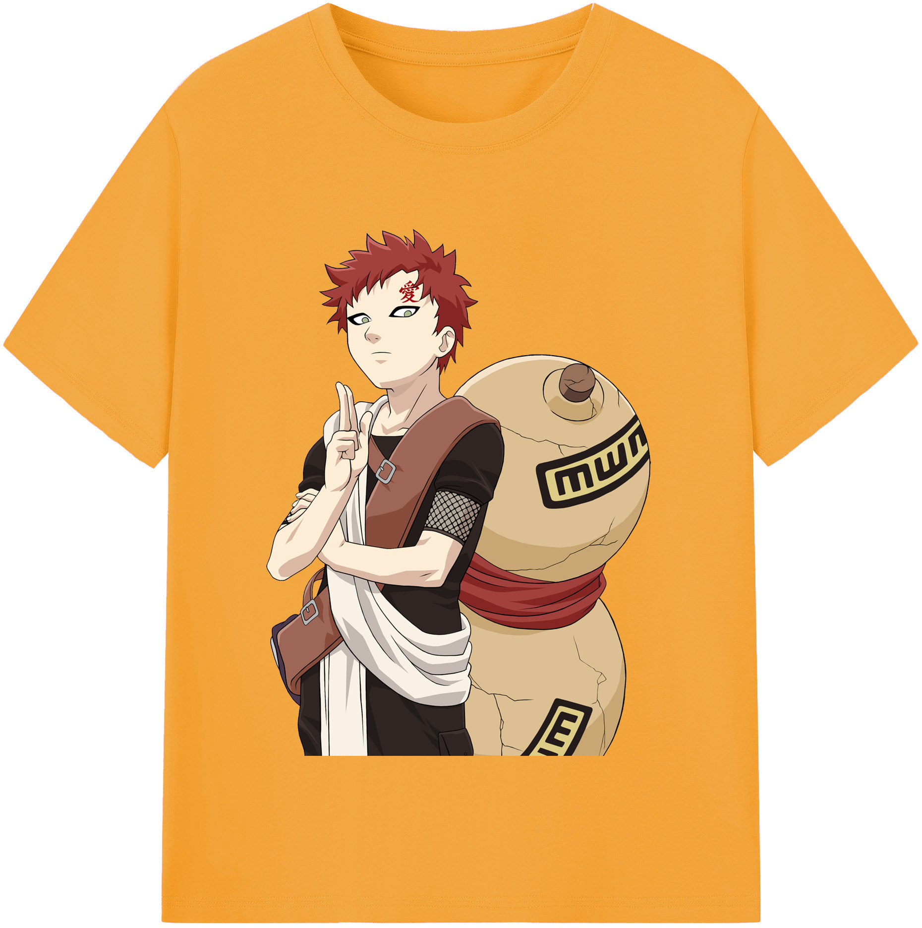 （画像用） NARUTO -ナルト- ガアラ Gaara 綿100％半袖Tシャツ（フロントプリント）