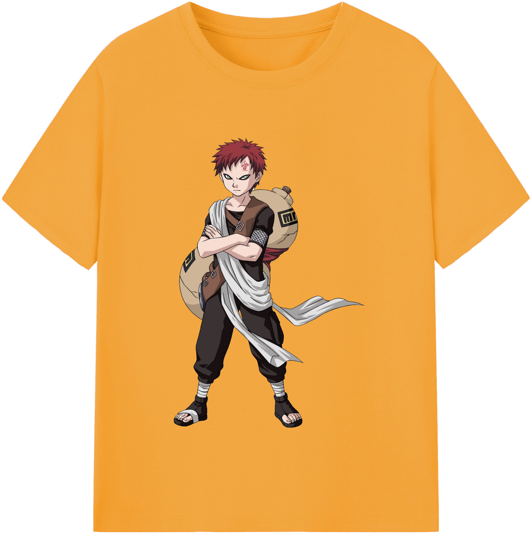 （画像用） NARUTO -ナルト- ガアラ Gaara 綿100％半袖Tシャツ（フロントプリント）