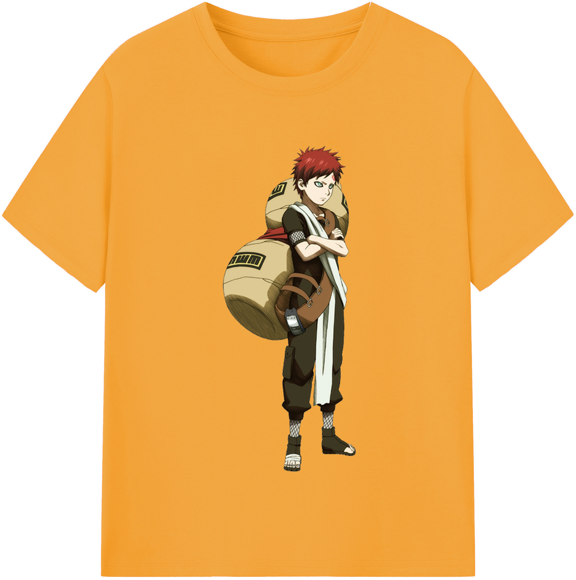 （画像用） NARUTO -ナルト- ガアラ Gaara 綿100％半袖Tシャツ（フロントプリント）