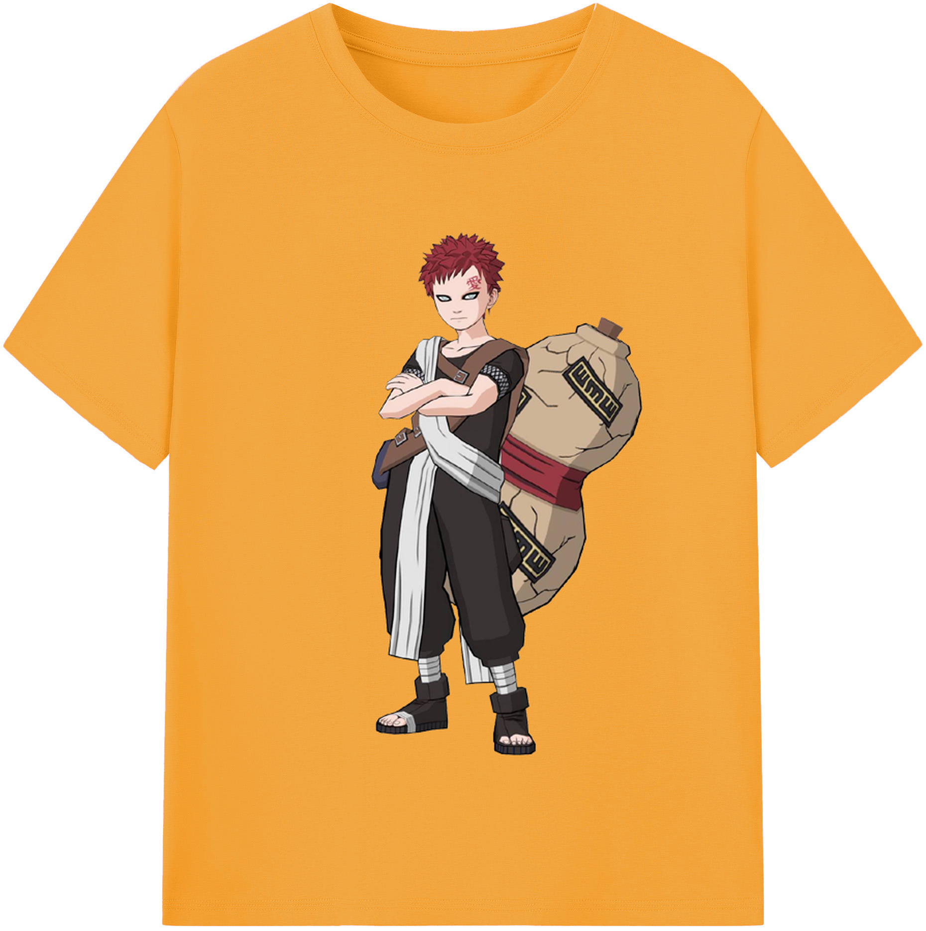 （画像用） NARUTO -ナルト- ガアラ Gaara 綿100％半袖Tシャツ（フロントプリント）