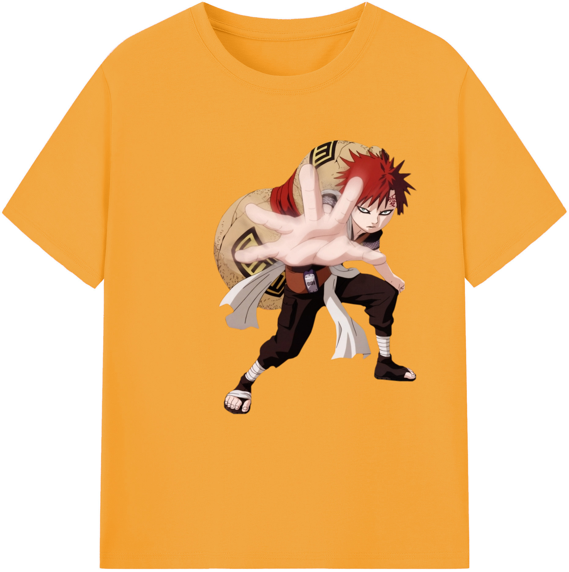 （画像用） NARUTO -ナルト- ガアラ Gaara 綿100％半袖Tシャツ（フロントプリント）