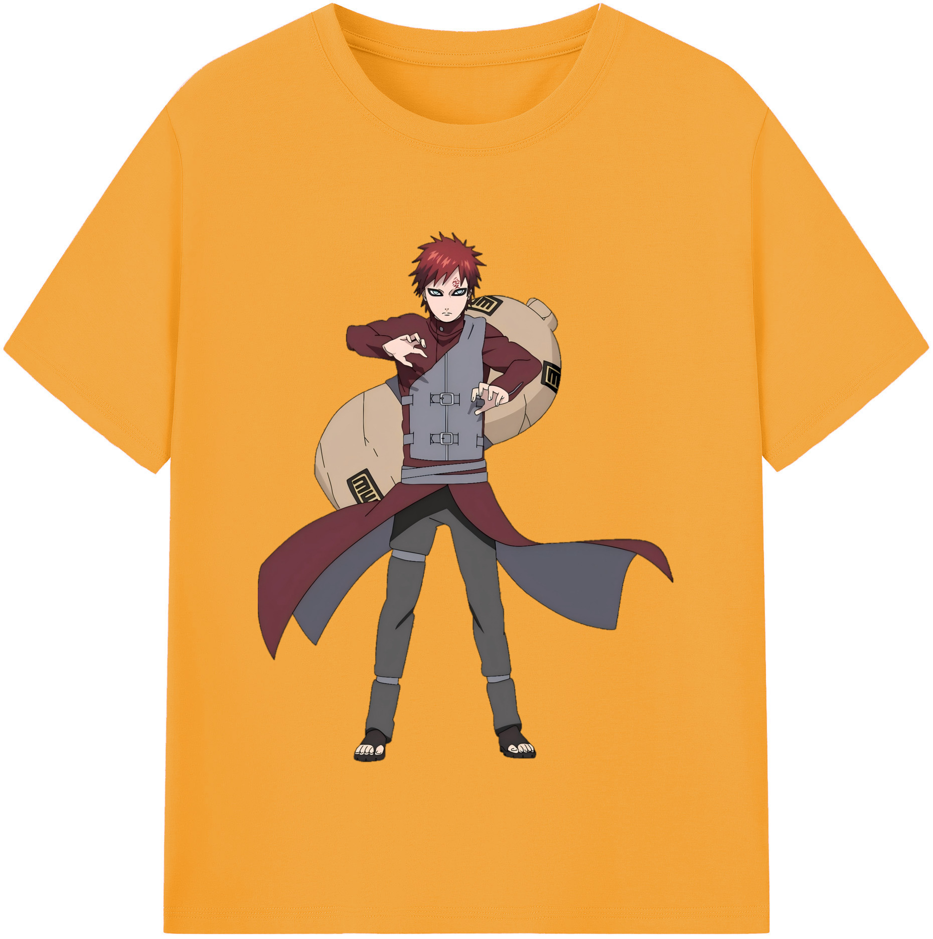 （画像用） NARUTO -ナルト- ガアラ Gaara 綿100％半袖Tシャツ（フロントプリント）