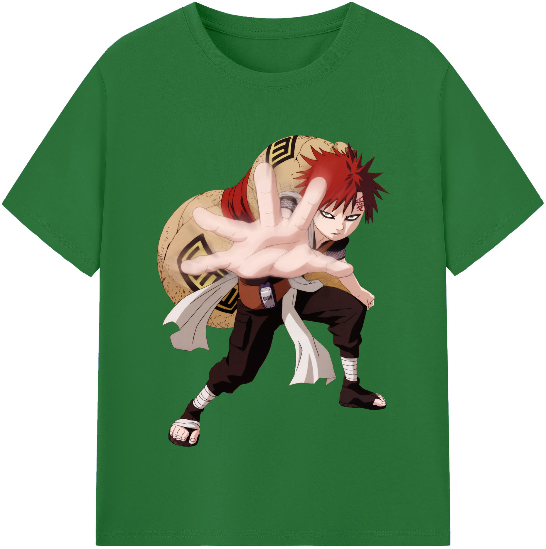 （画像用） NARUTO -ナルト- ガアラ Gaara 綿100％半袖Tシャツ（フロントプリント）