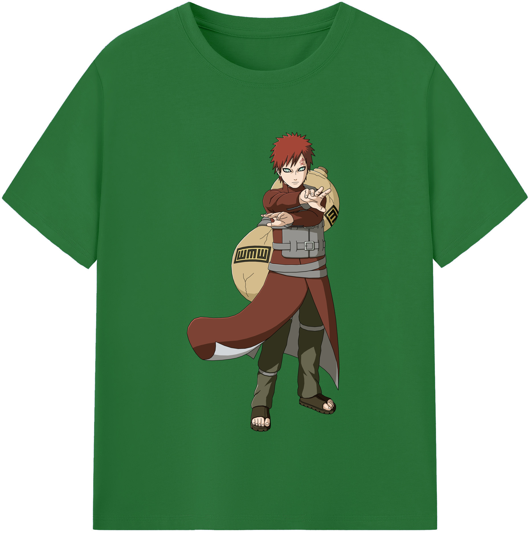 （画像用） NARUTO -ナルト- ガアラ Gaara 綿100％半袖Tシャツ（フロントプリント）