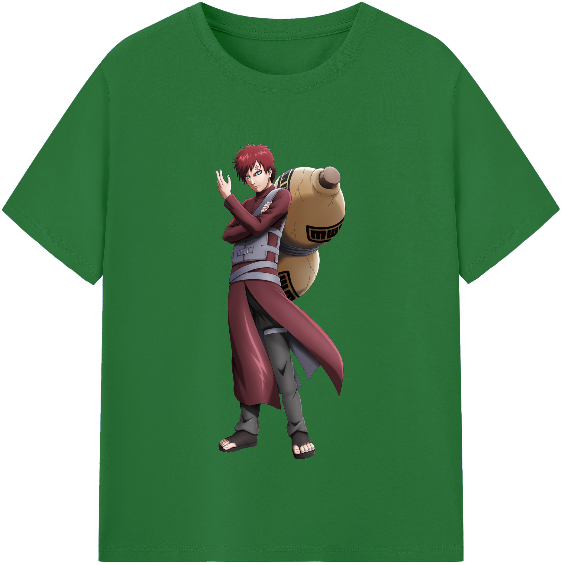 （画像用） NARUTO -ナルト- ガアラ Gaara 綿100％半袖Tシャツ（フロントプリント）