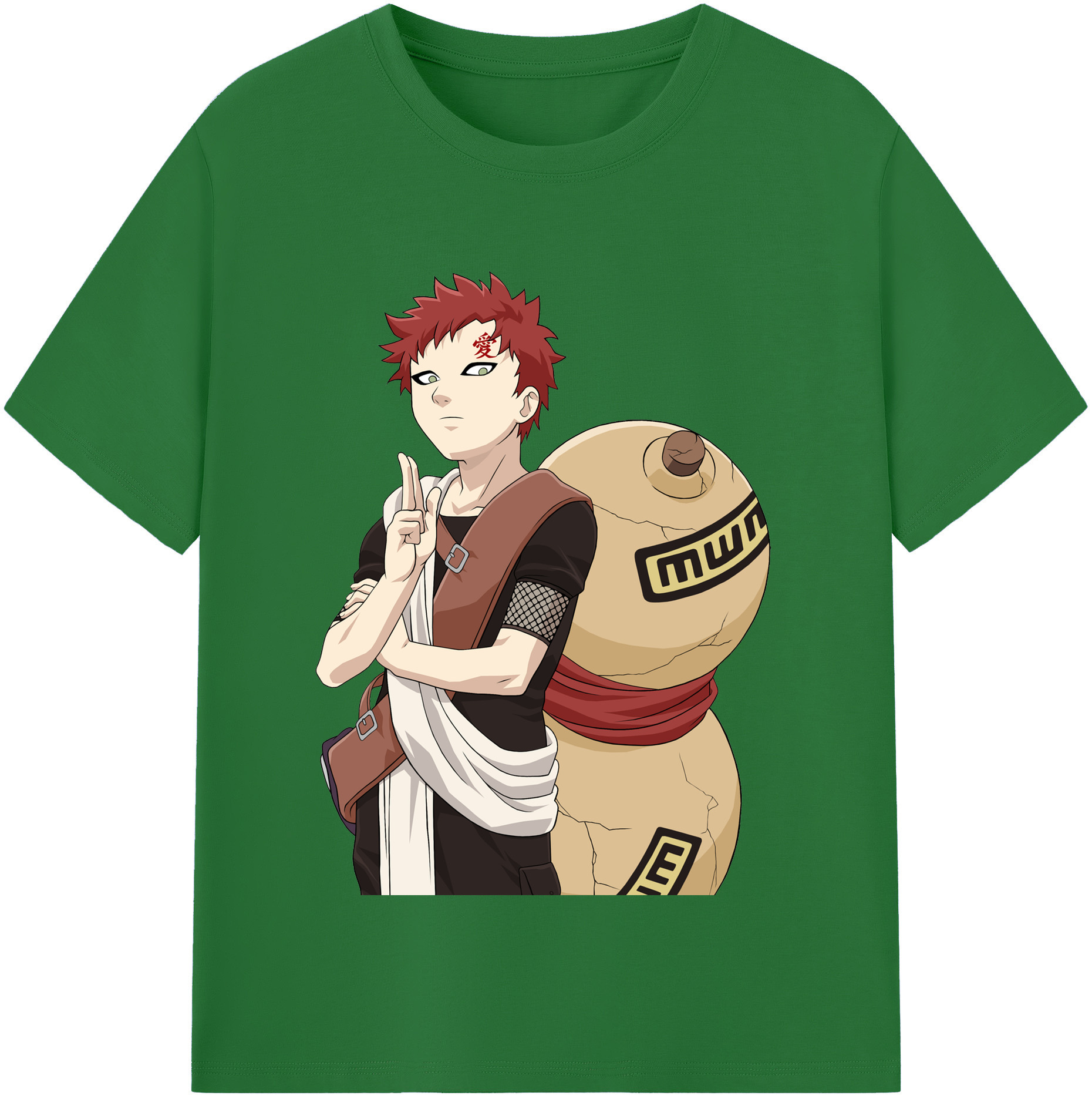（画像用） NARUTO -ナルト- ガアラ Gaara 綿100％半袖Tシャツ（フロントプリント）