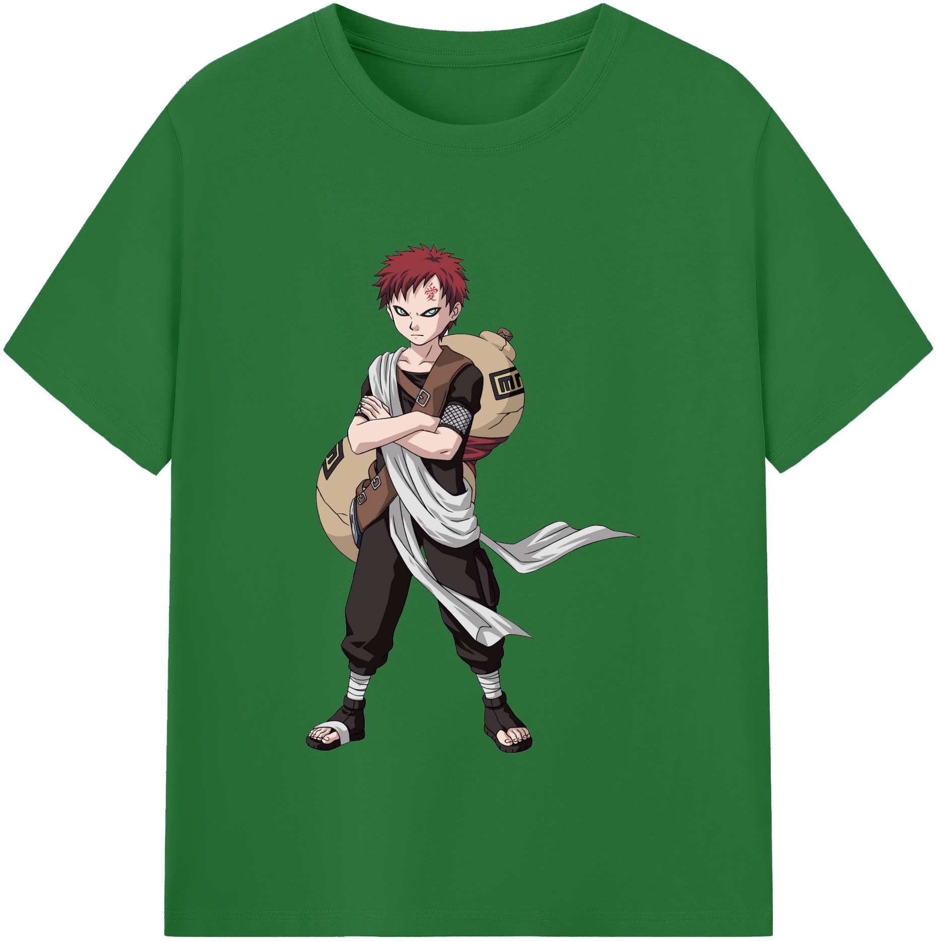 （画像用） NARUTO -ナルト- ガアラ Gaara 綿100％半袖Tシャツ（フロントプリント）
