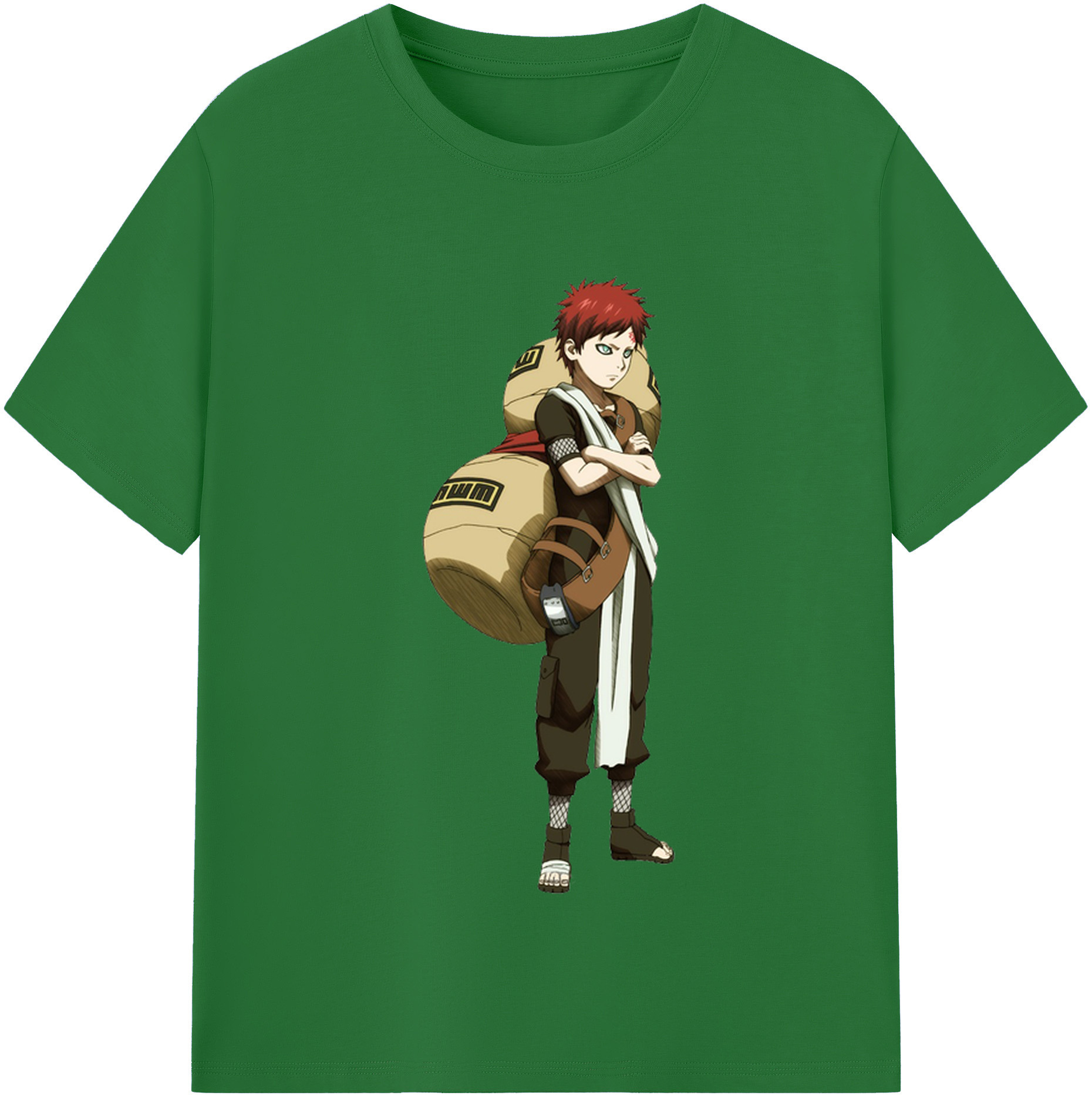 （画像用） NARUTO -ナルト- ガアラ Gaara 綿100％半袖Tシャツ（フロントプリント）