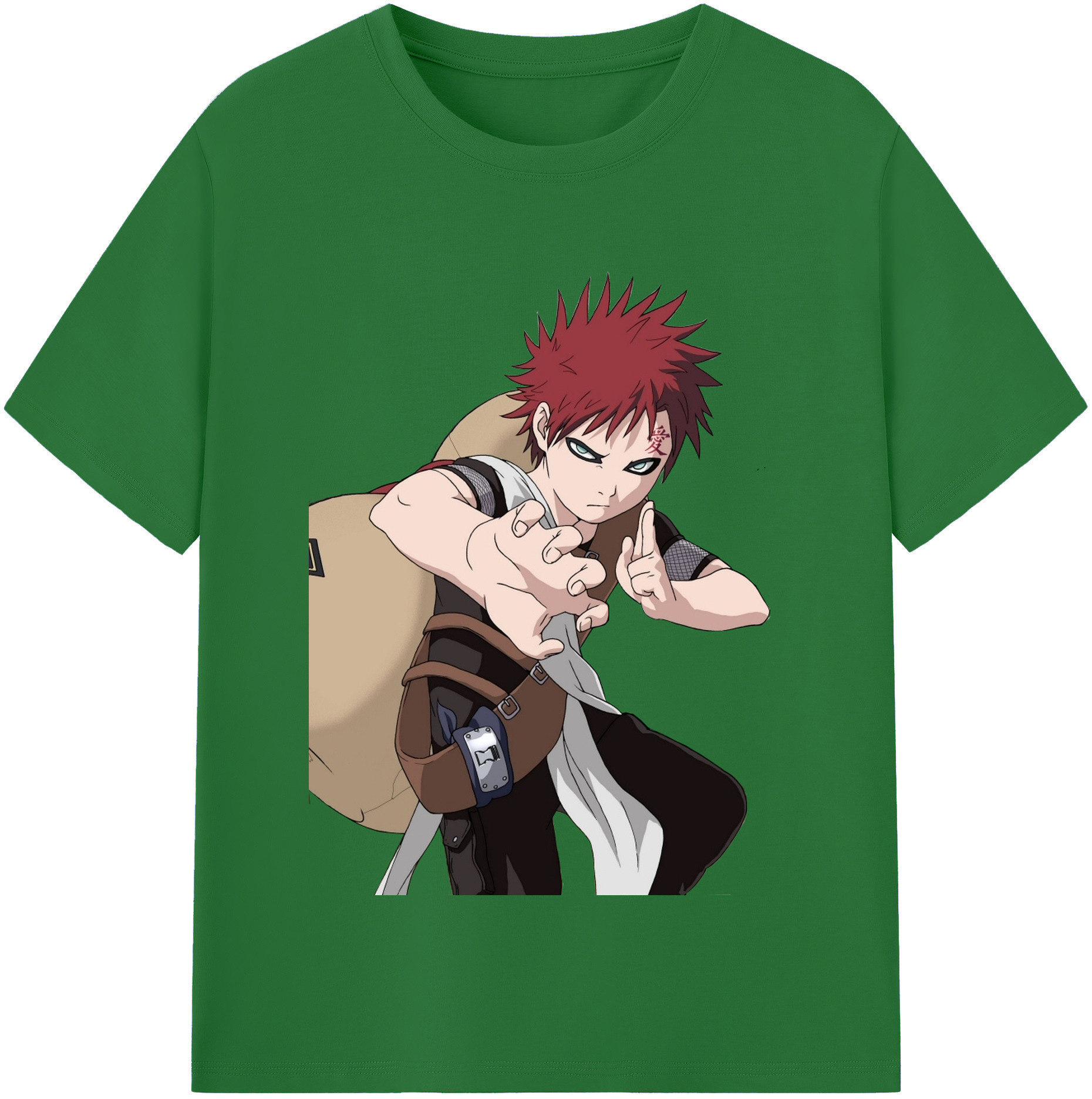 （画像用） NARUTO -ナルト- ガアラ Gaara 綿100％半袖Tシャツ（フロントプリント）