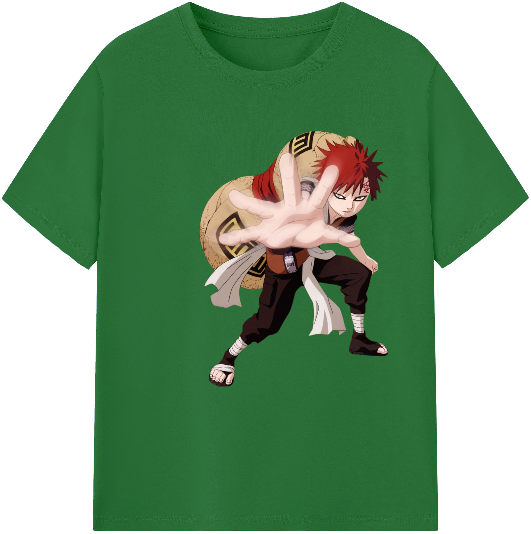 （画像用） NARUTO -ナルト- ガアラ Gaara 綿100％半袖Tシャツ（フロントプリント）