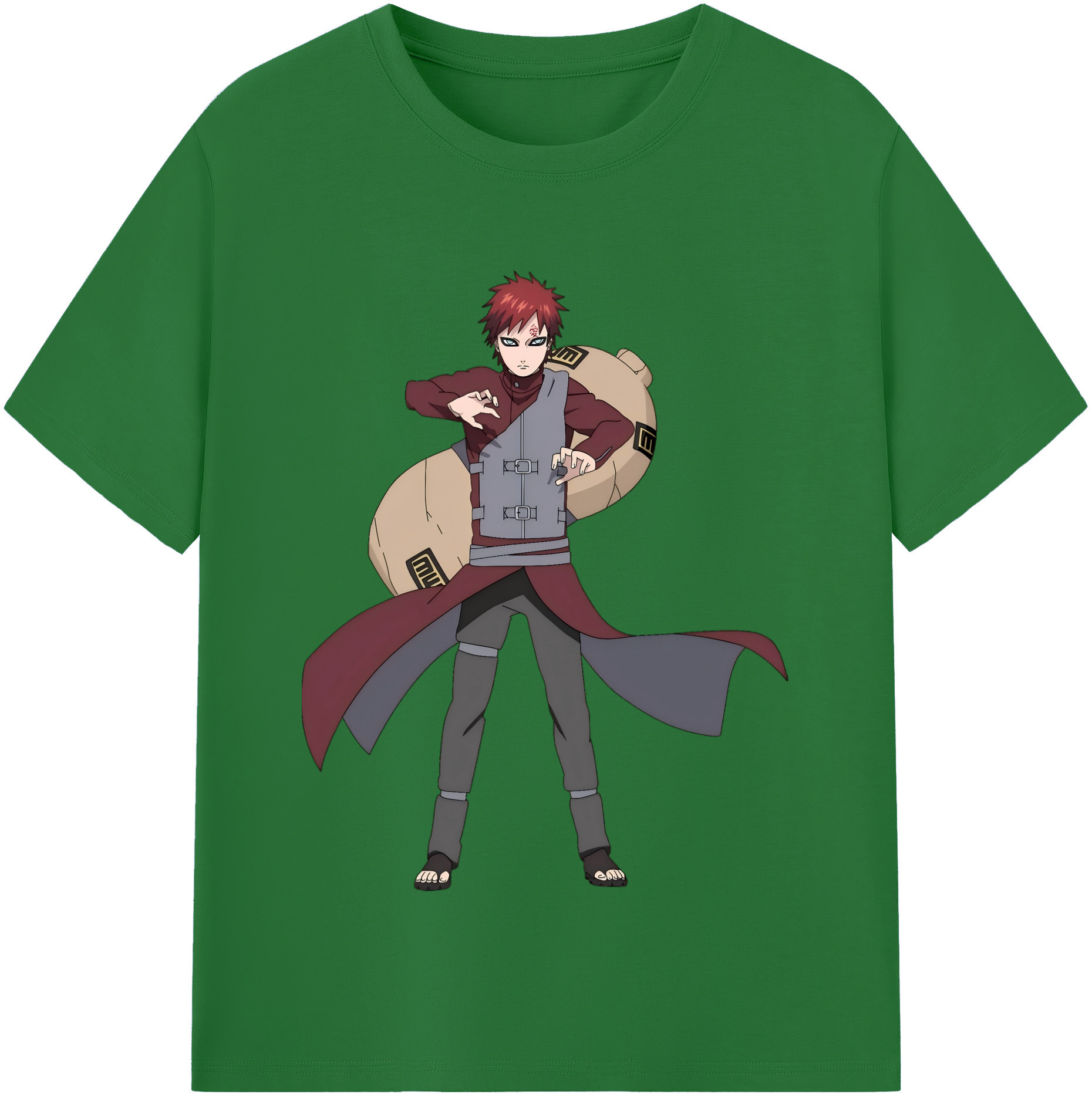 （画像用） NARUTO -ナルト- ガアラ Gaara 綿100％半袖Tシャツ（フロントプリント）