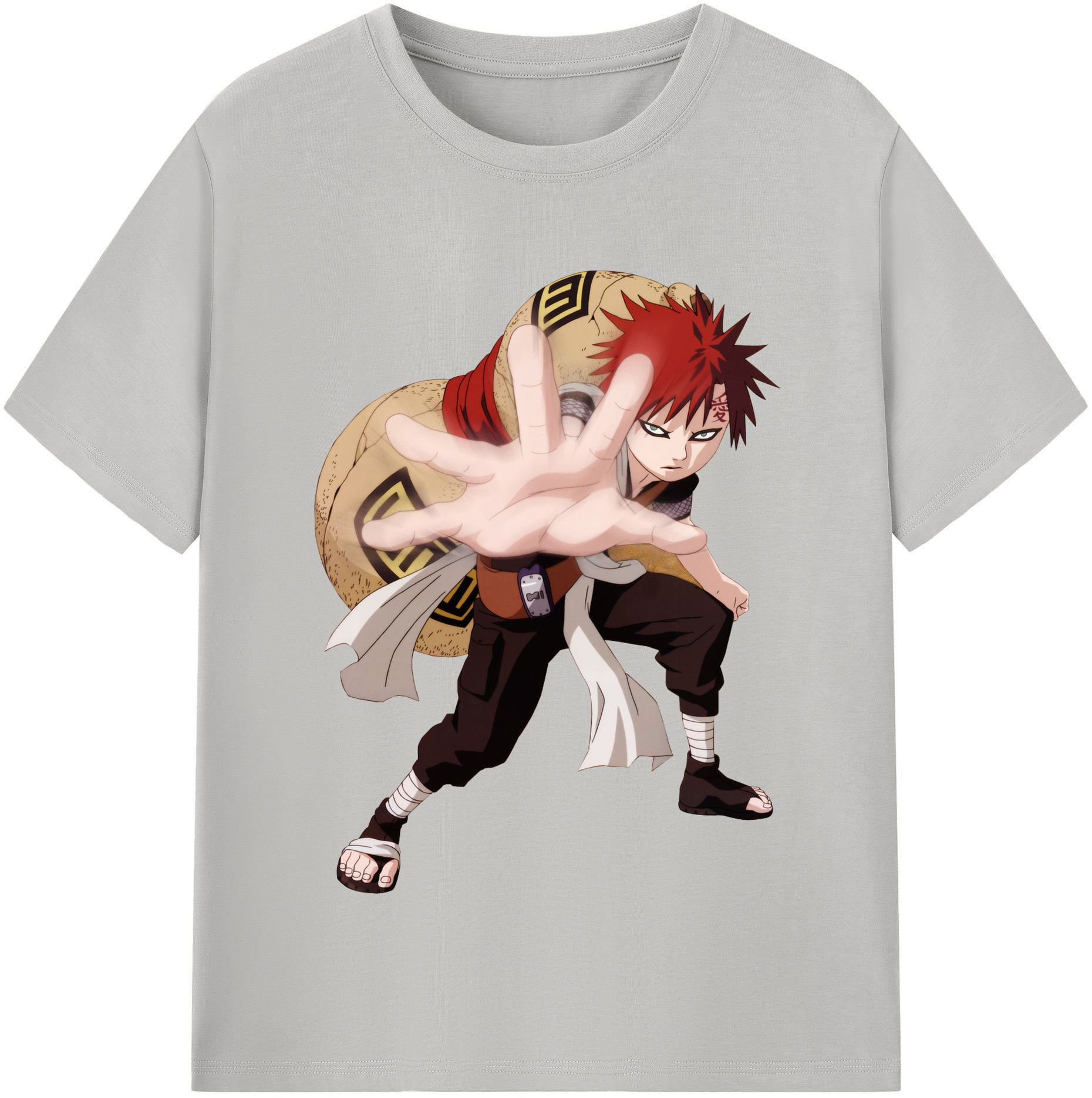 （画像用） NARUTO -ナルト- ガアラ Gaara 綿100％半袖Tシャツ（フロントプリント）