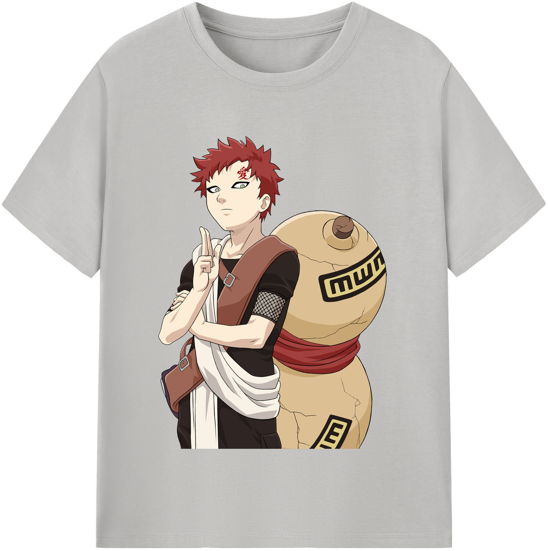 （画像用） NARUTO -ナルト- ガアラ Gaara 綿100％半袖Tシャツ（フロントプリント）