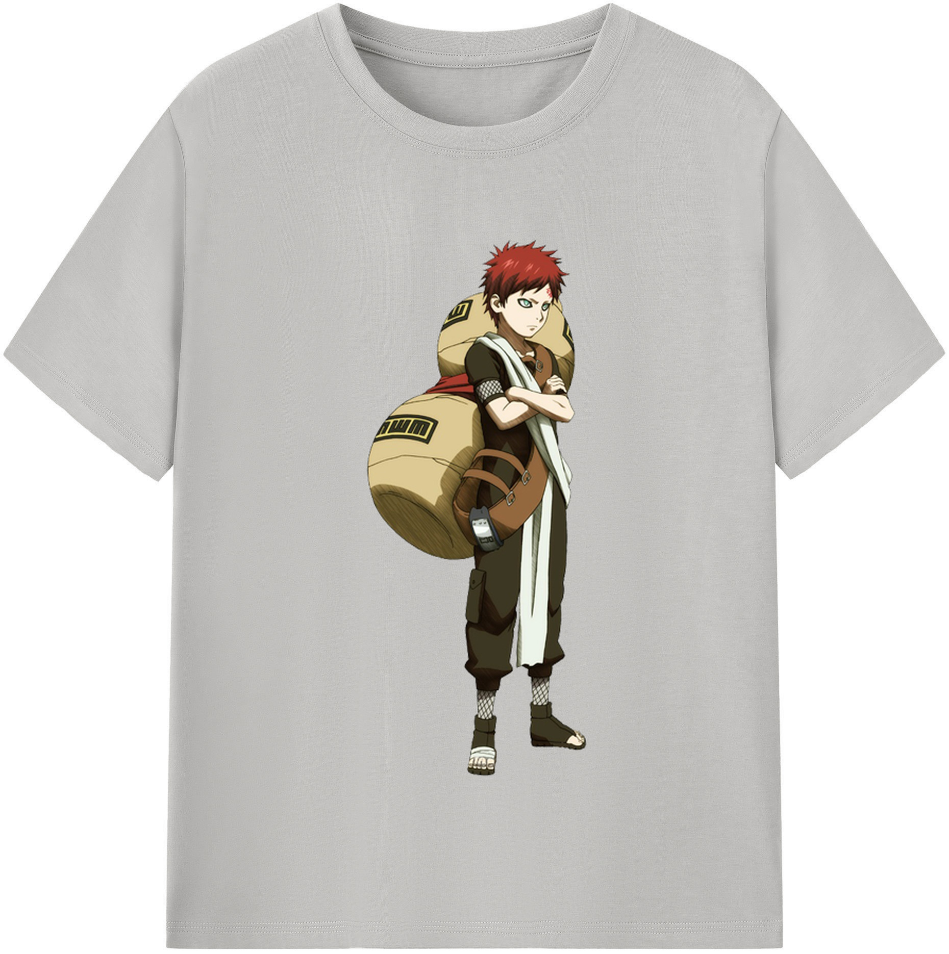 （画像用） NARUTO -ナルト- ガアラ Gaara 綿100％半袖Tシャツ（フロントプリント）