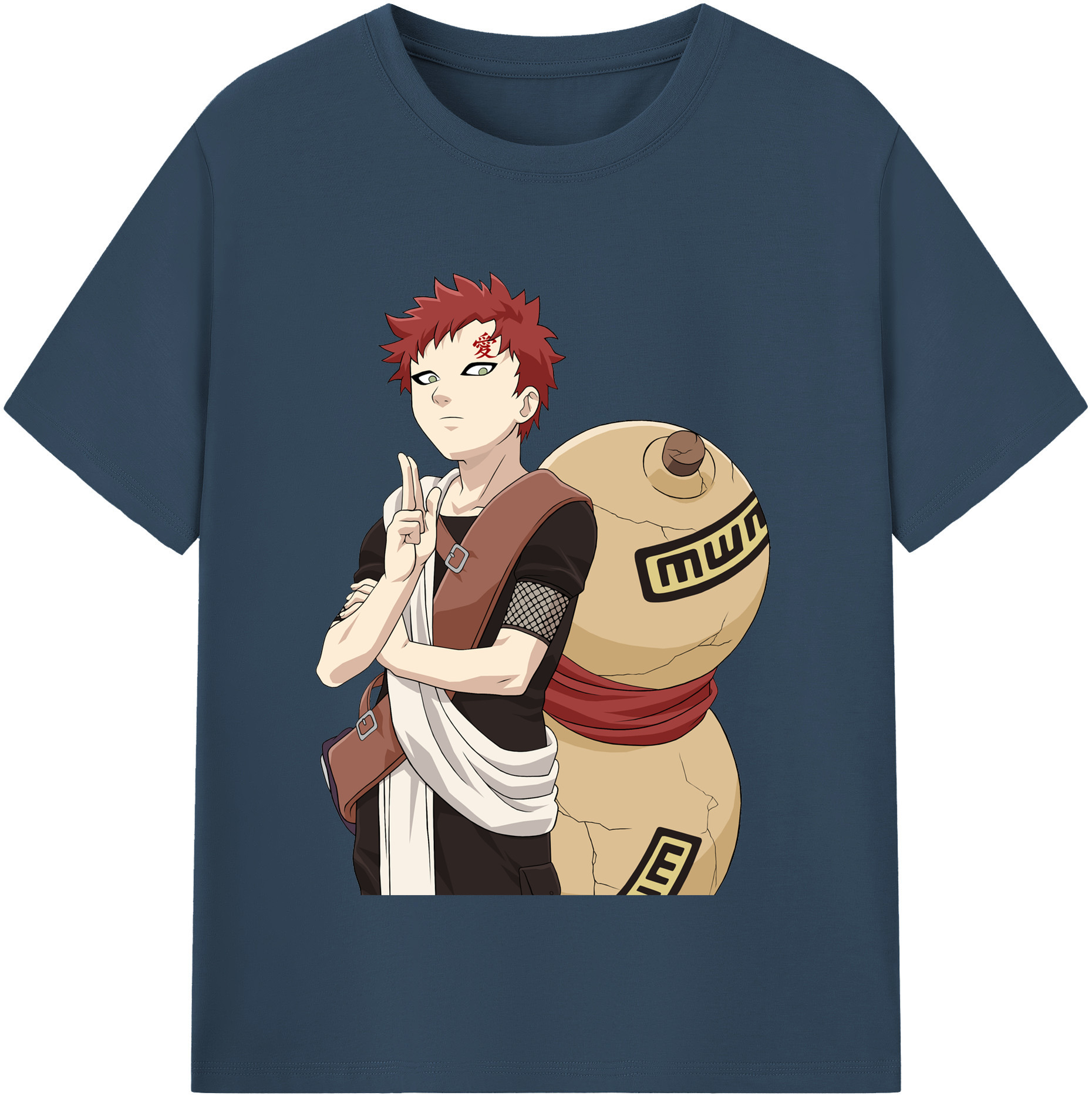 （画像用） NARUTO -ナルト- ガアラ Gaara 綿100％半袖Tシャツ（フロントプリント）