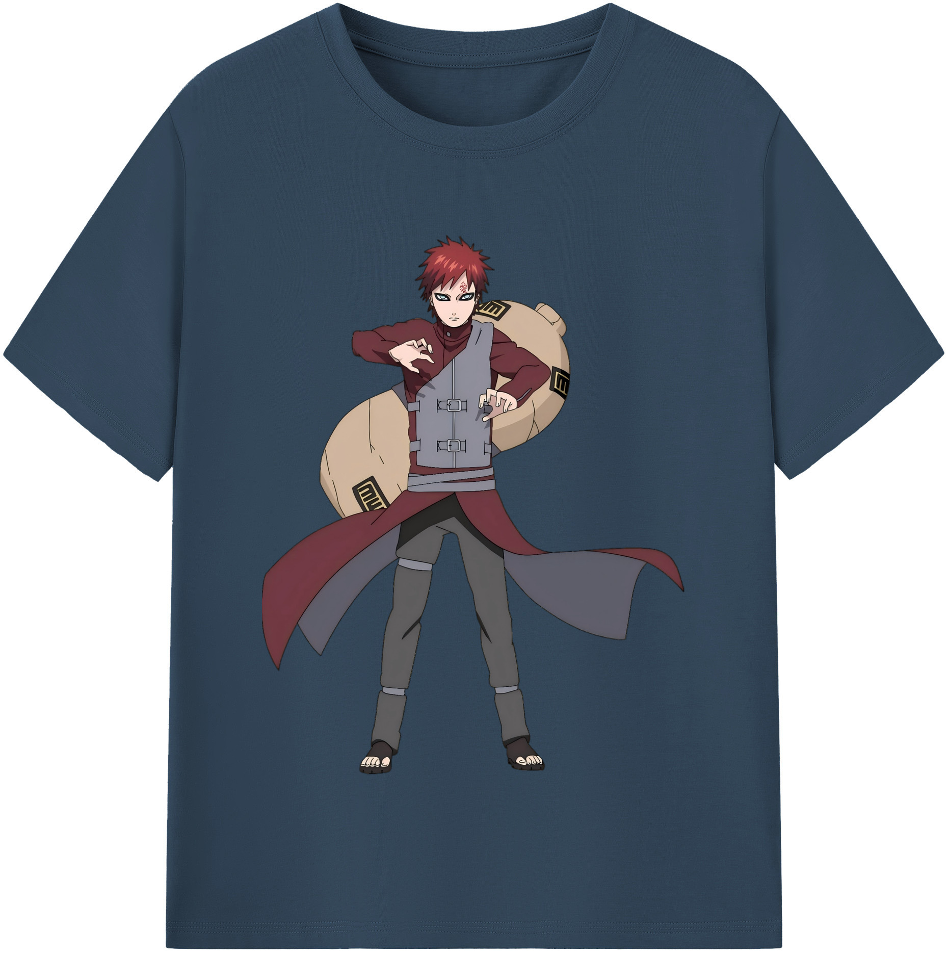 （画像用） NARUTO -ナルト- ガアラ Gaara 綿100％半袖Tシャツ（フロントプリント）
