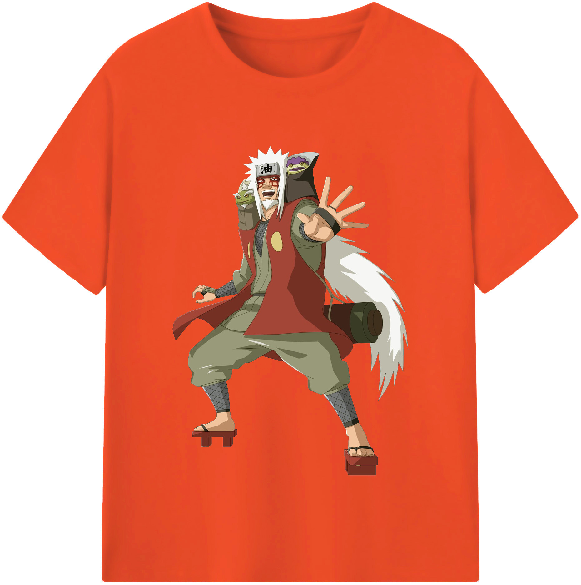 （画像用） NARUTO -ナルト- 自来也（じらいや） Jiraiya 綿100％半袖Tシャツ（フロントプリント）