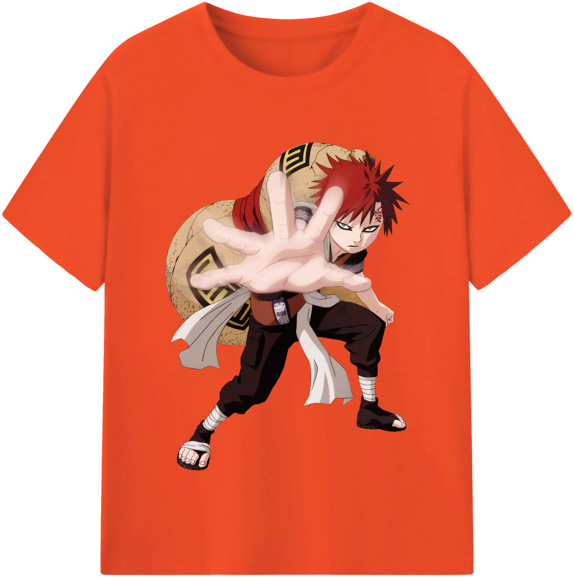 （画像用） NARUTO -ナルト- ガアラ Gaara 綿100％半袖Tシャツ（フロントプリント）