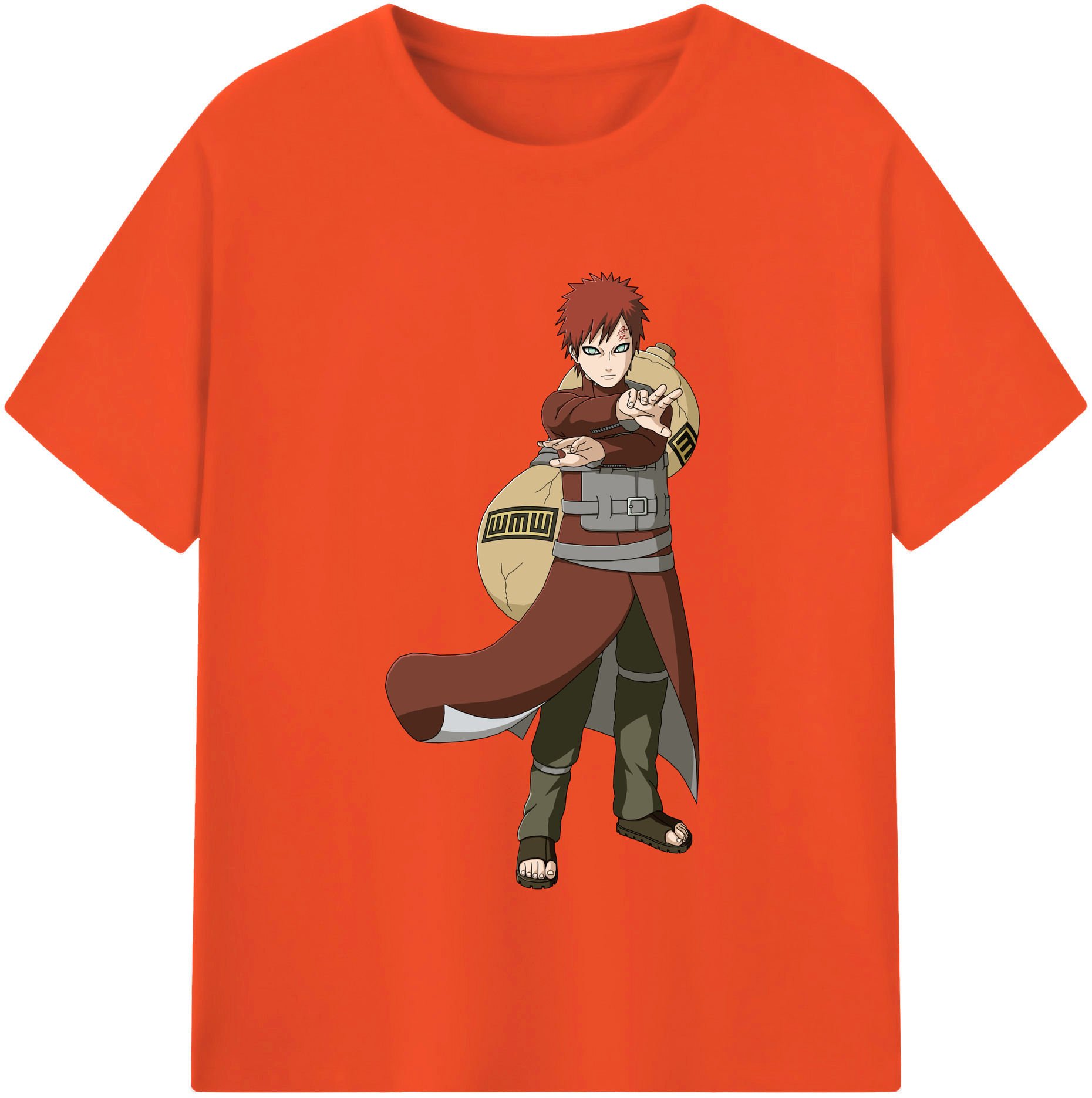 （画像用） NARUTO -ナルト- ガアラ Gaara 綿100％半袖Tシャツ（フロントプリント）