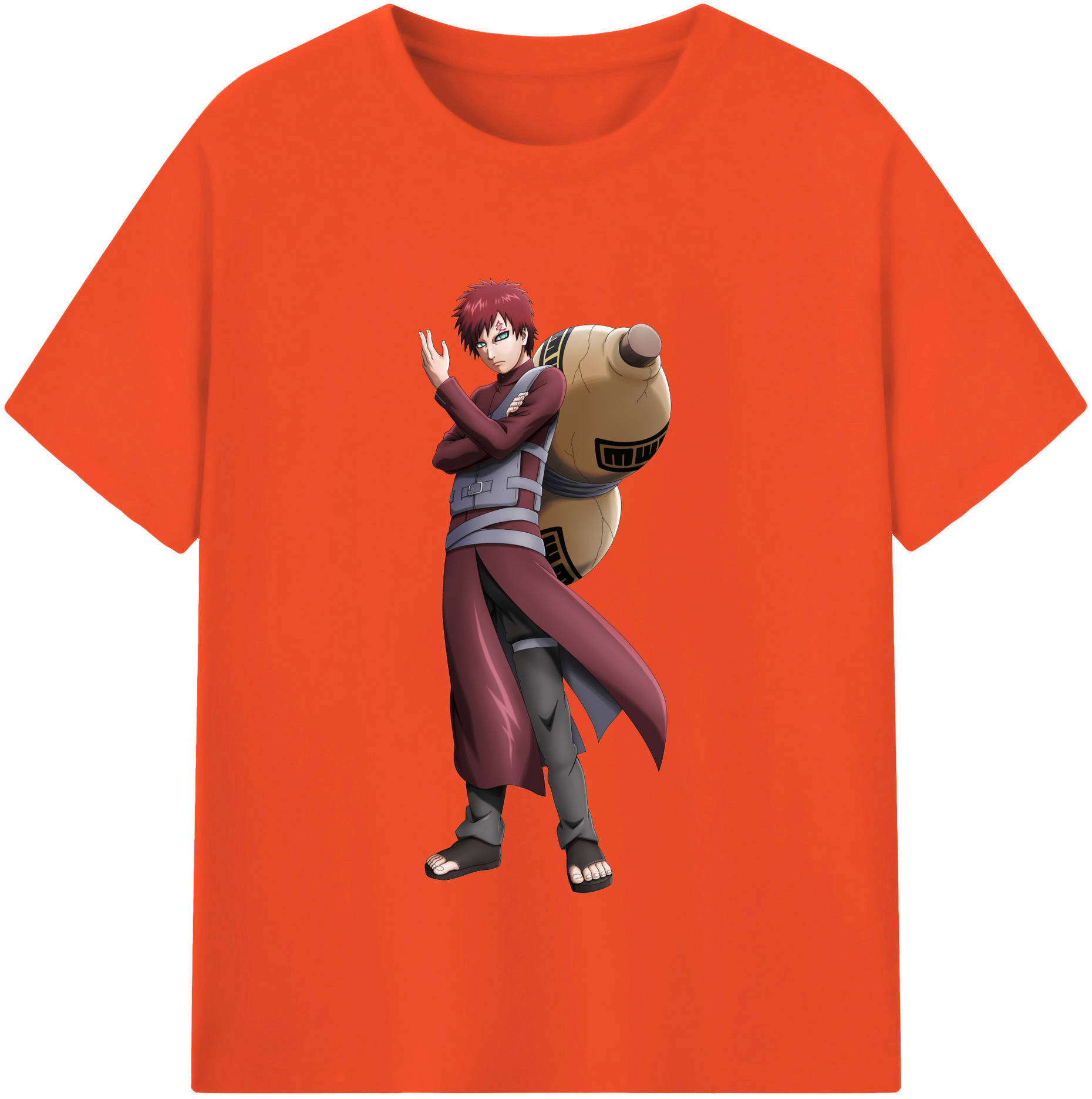 （画像用） NARUTO -ナルト- ガアラ Gaara 綿100％半袖Tシャツ（フロントプリント）