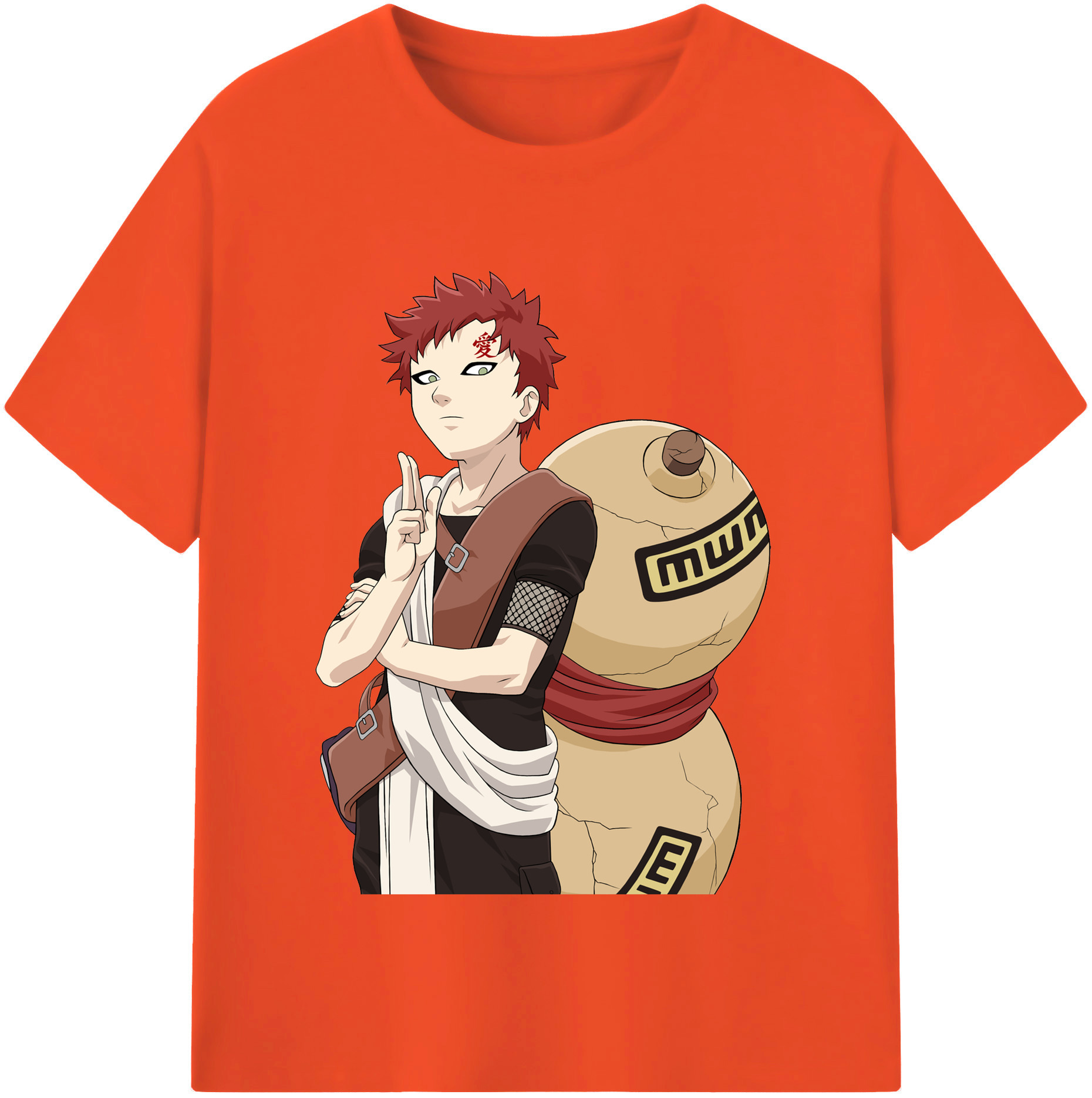 （画像用） NARUTO -ナルト- ガアラ Gaara 綿100％半袖Tシャツ（フロントプリント）