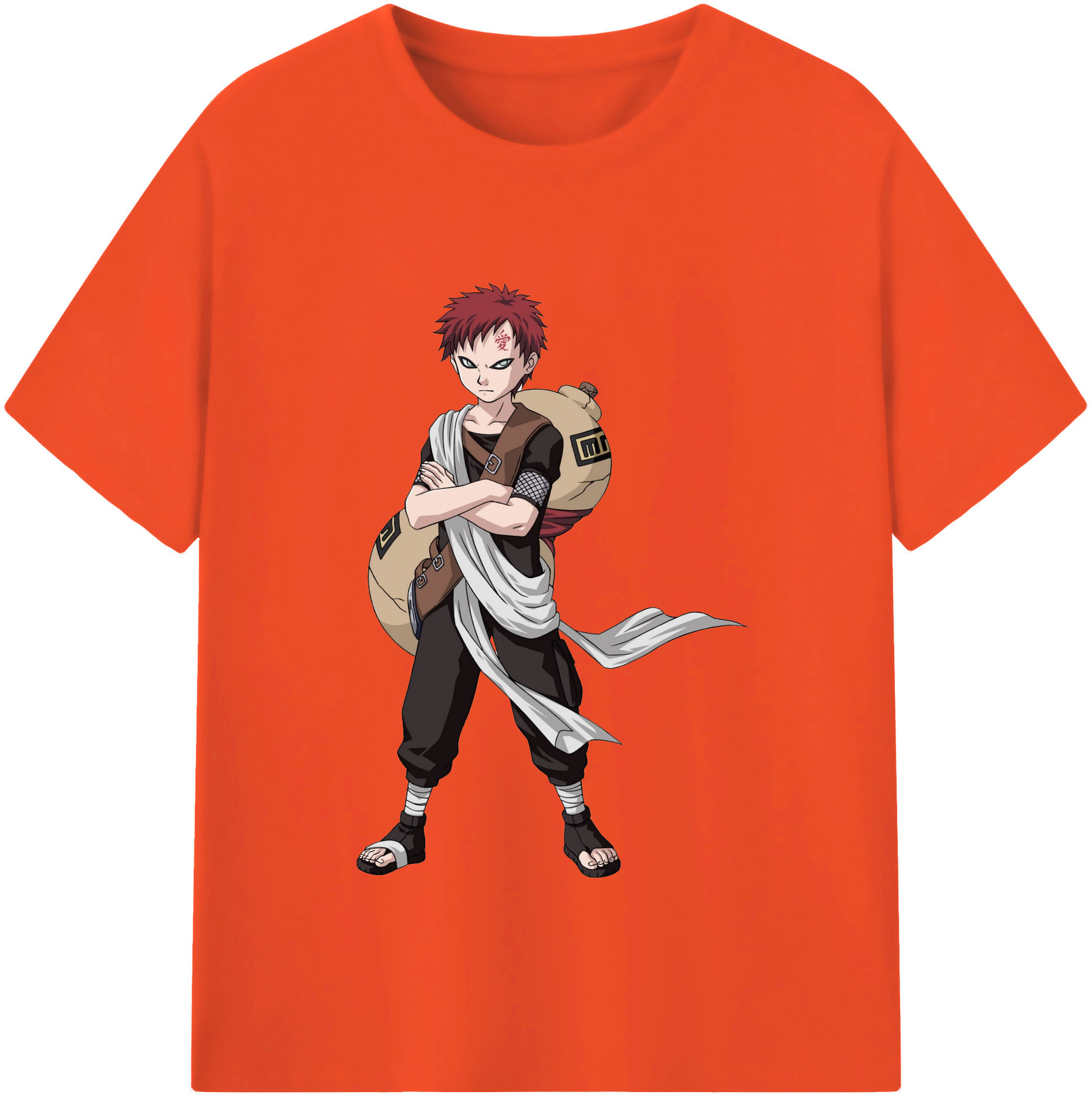 （画像用） NARUTO -ナルト- ガアラ Gaara 綿100％半袖Tシャツ（フロントプリント）