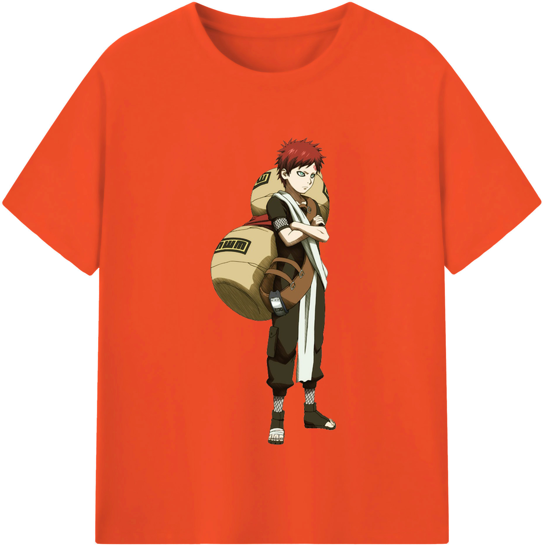 （画像用） NARUTO -ナルト- ガアラ Gaara 綿100％半袖Tシャツ（フロントプリント）