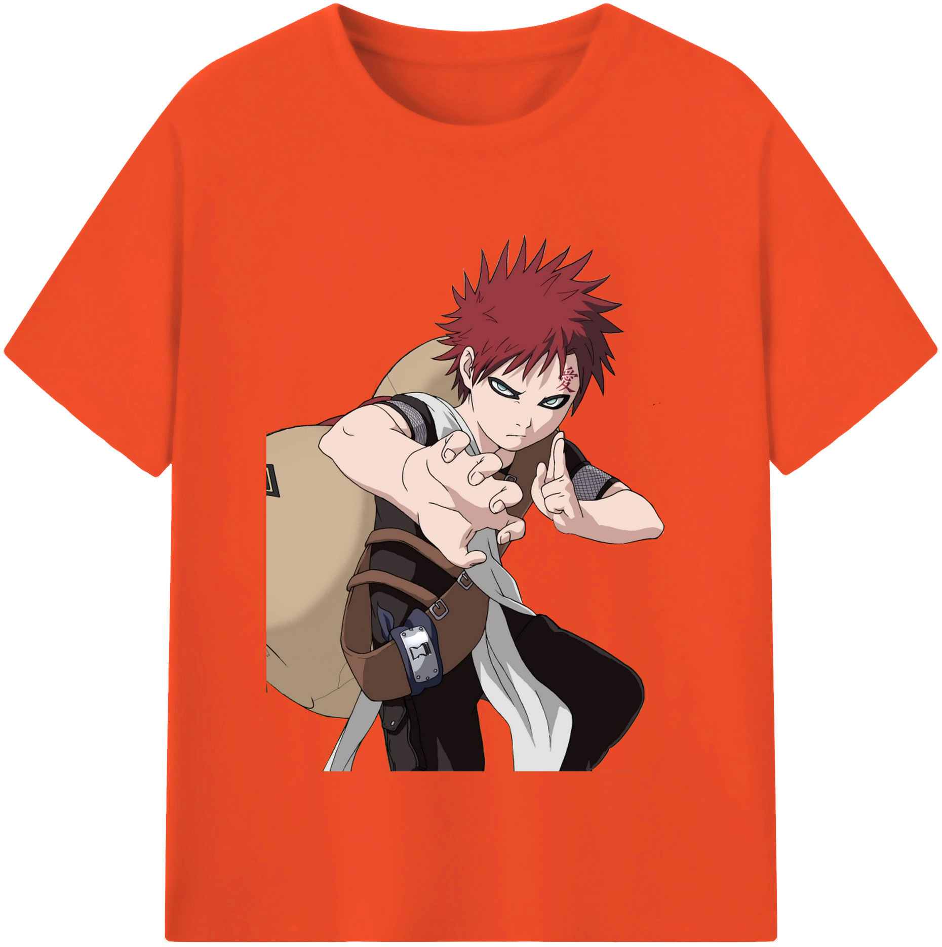 （画像用） NARUTO -ナルト- ガアラ Gaara 綿100％半袖Tシャツ（フロントプリント）