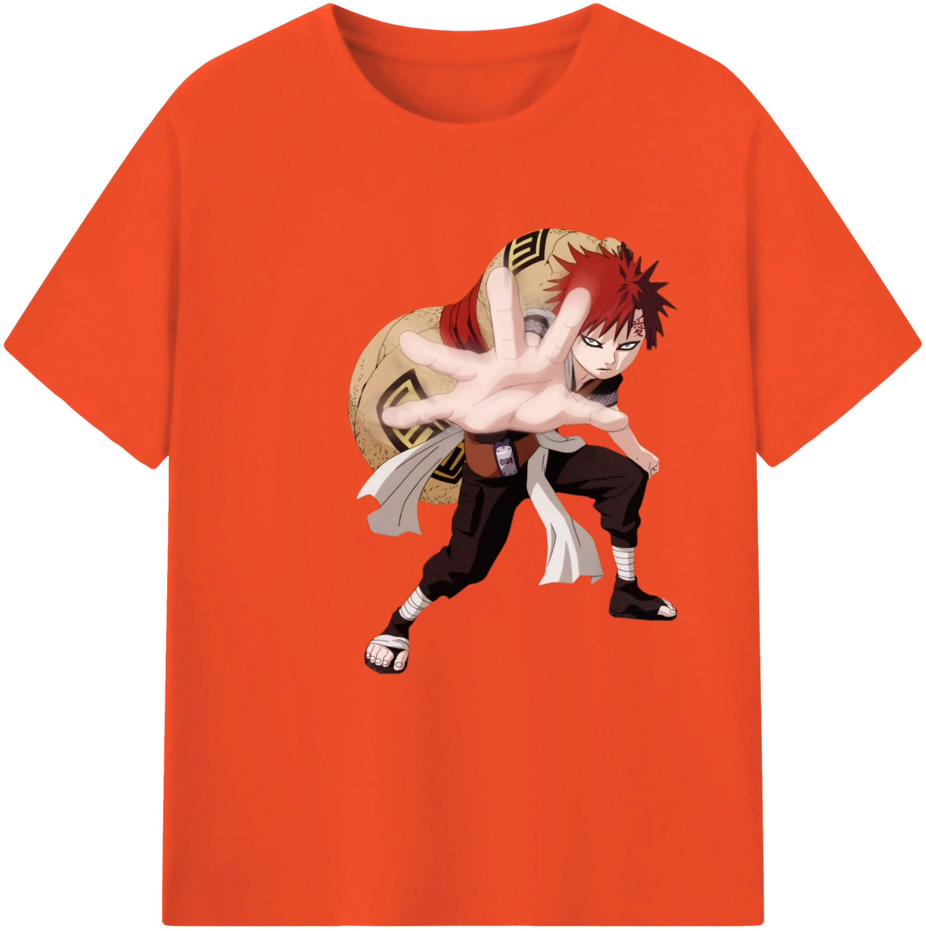 （画像用） NARUTO -ナルト- ガアラ Gaara 綿100％半袖Tシャツ（フロントプリント）