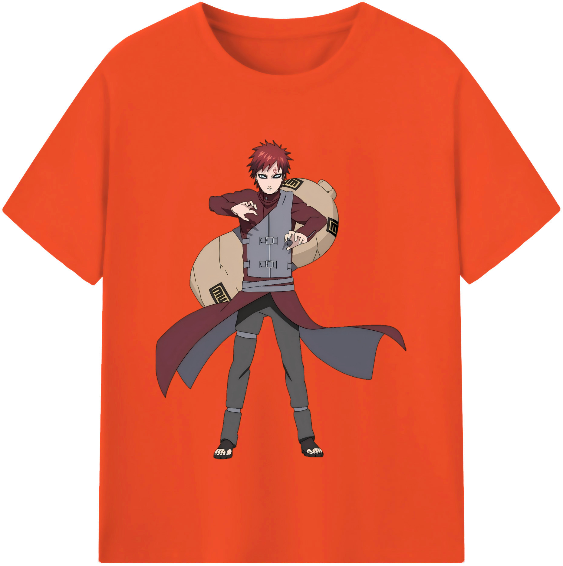 （画像用） NARUTO -ナルト- ガアラ Gaara 綿100％半袖Tシャツ（フロントプリント）