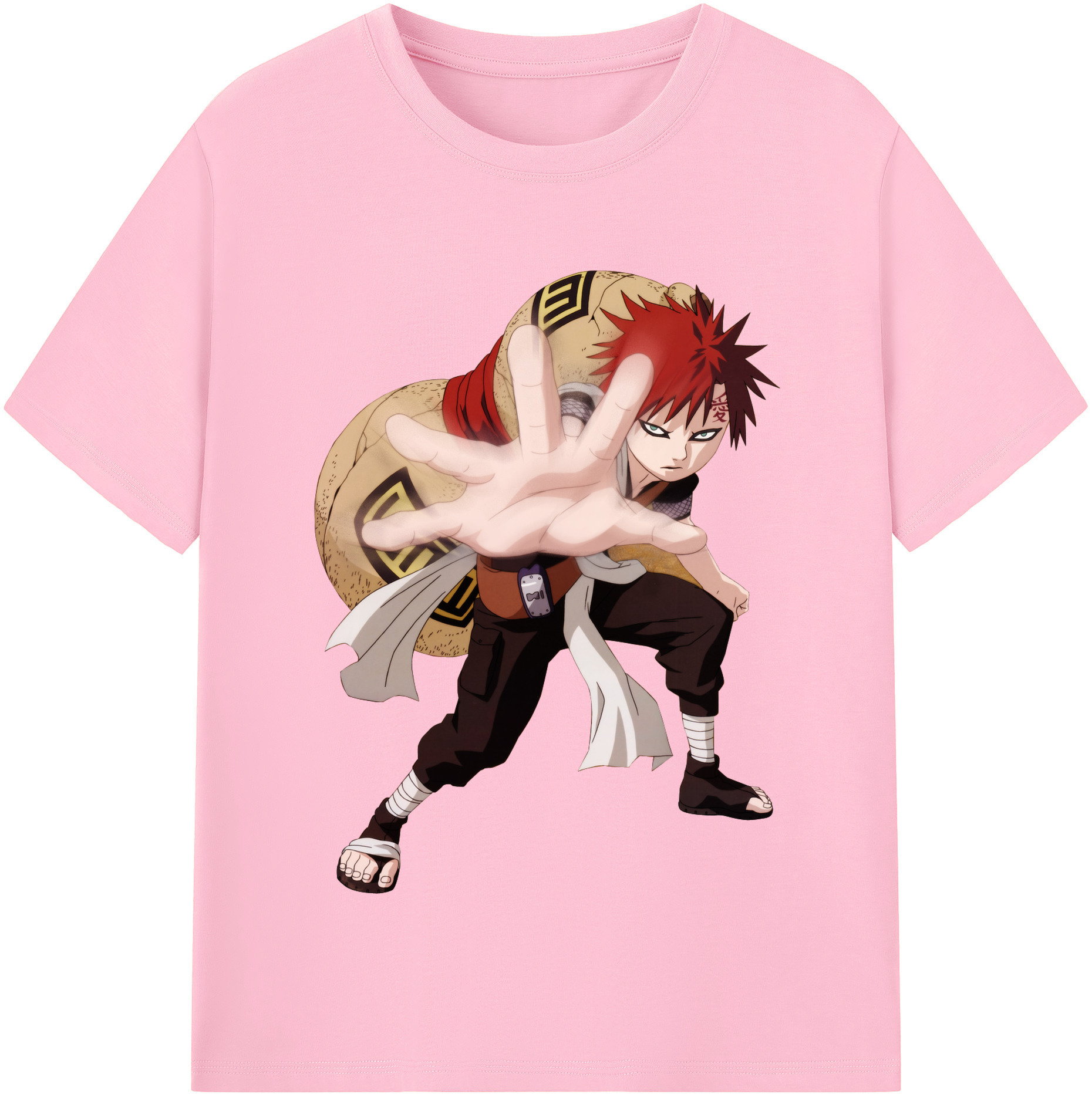（画像用） NARUTO -ナルト- ガアラ Gaara 綿100％半袖Tシャツ（フロントプリント）