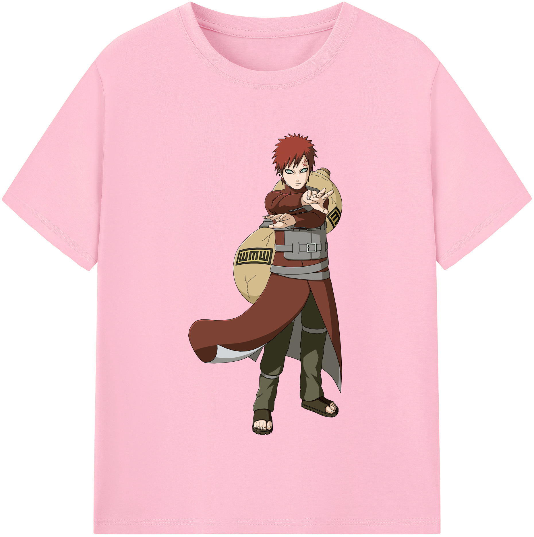 （画像用） NARUTO -ナルト- ガアラ Gaara 綿100％半袖Tシャツ（フロントプリント）